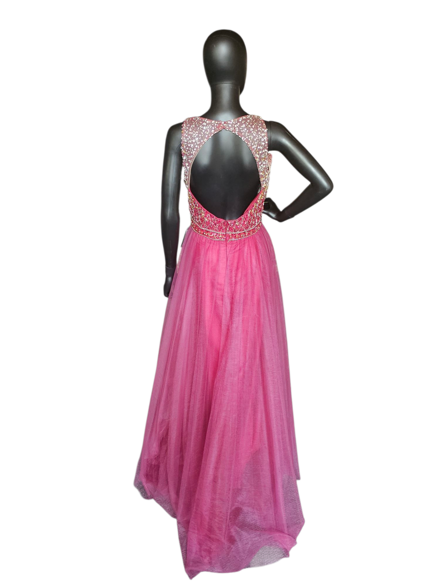 Magenta Ombre Beaded Bodice Formal Dress