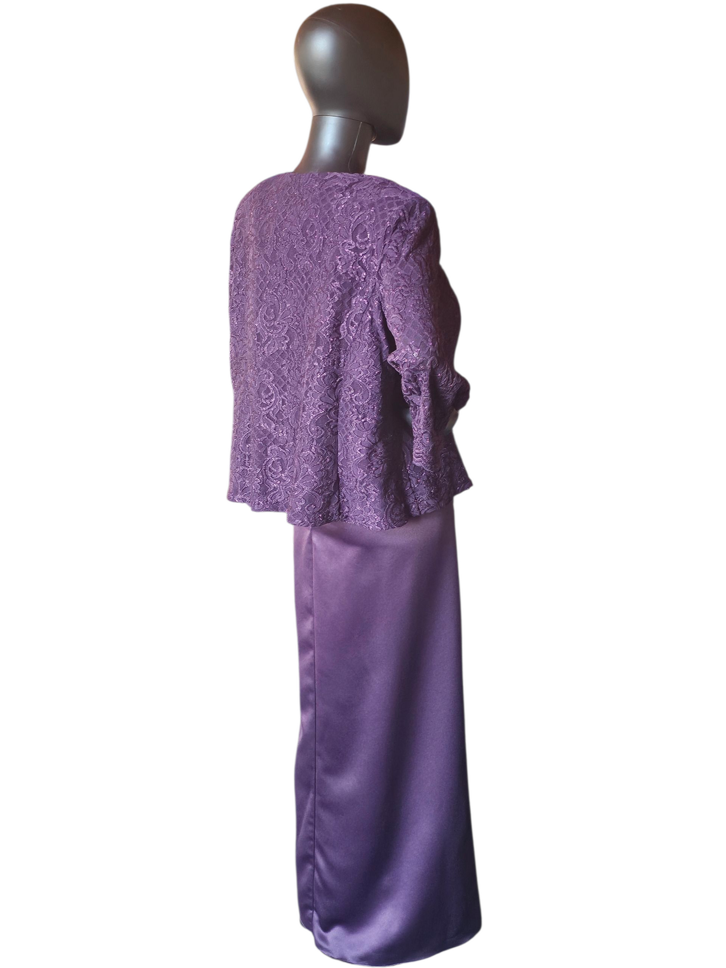 Plum Shimmer Dress 3/4 Jacket - Alex Evenings