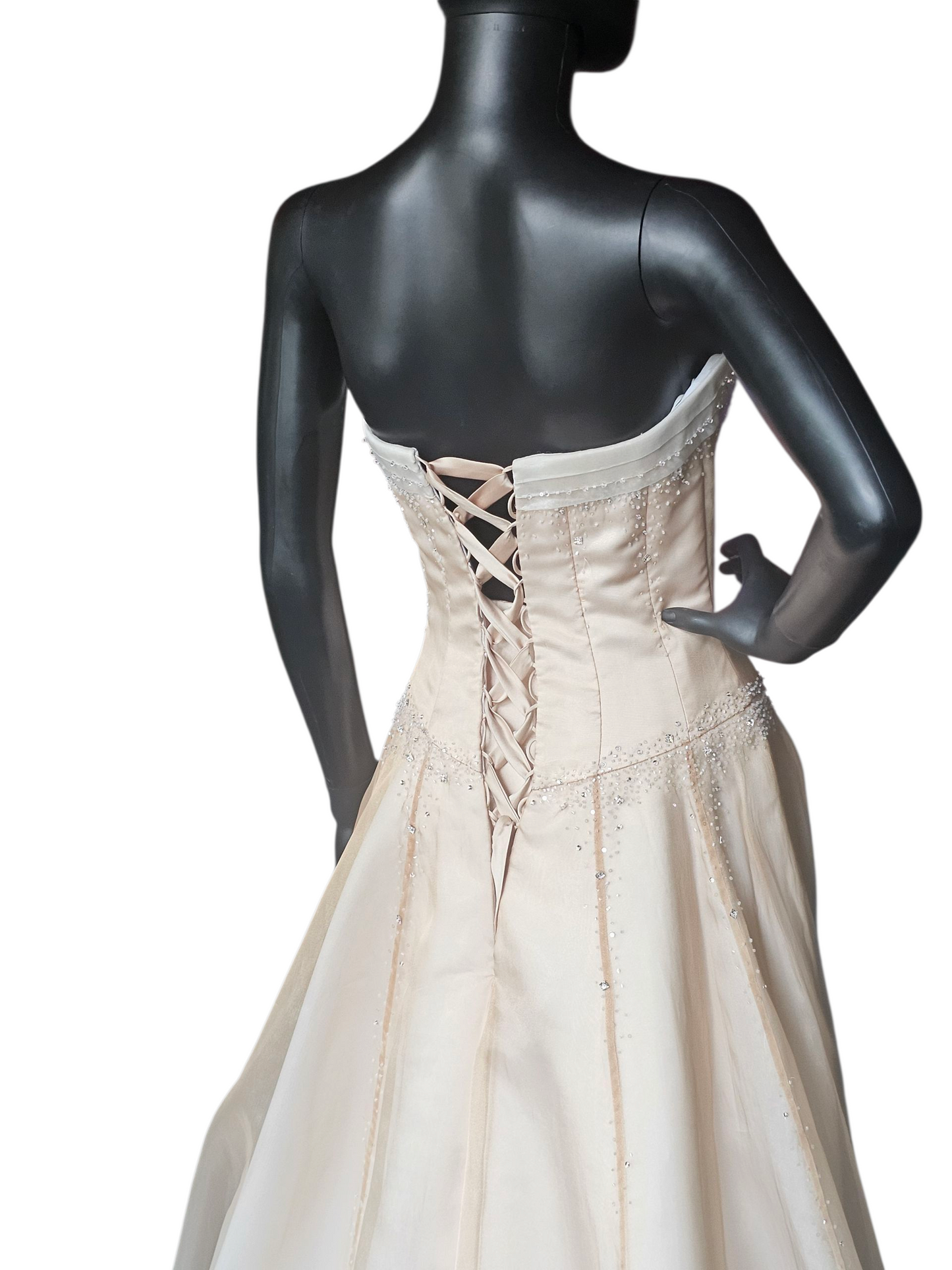 Gold Ombre Organza Straight Strapless A-line Wedding Gown - Maggie Sottero Couture