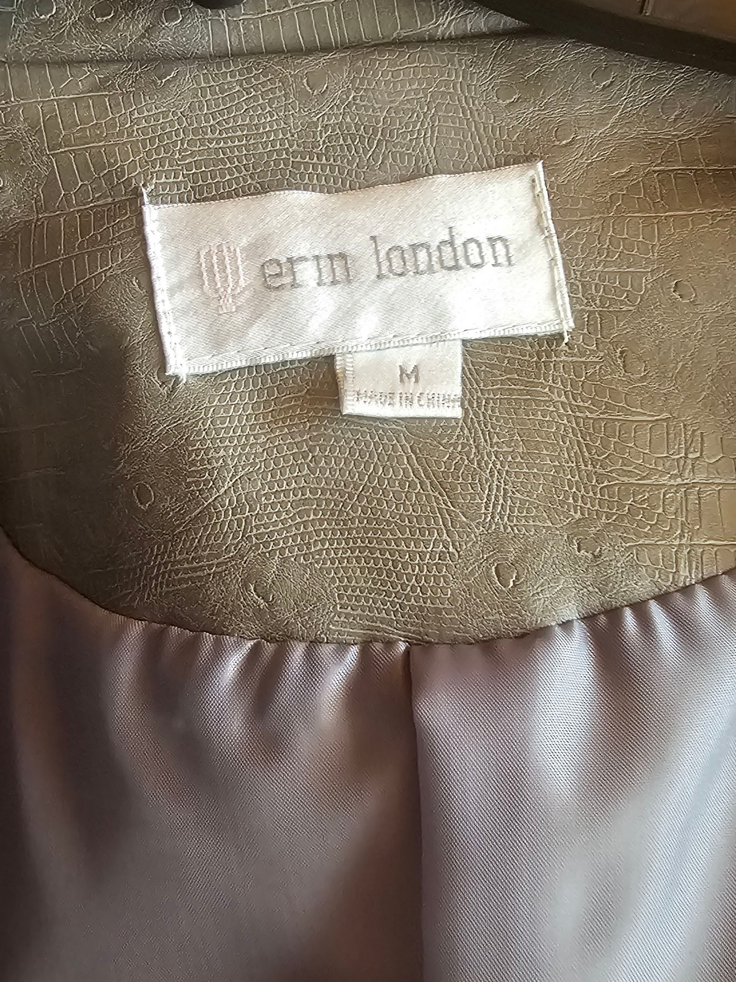 Grey Pleather High Collar Alligator Print Jacket NWT - Erin London