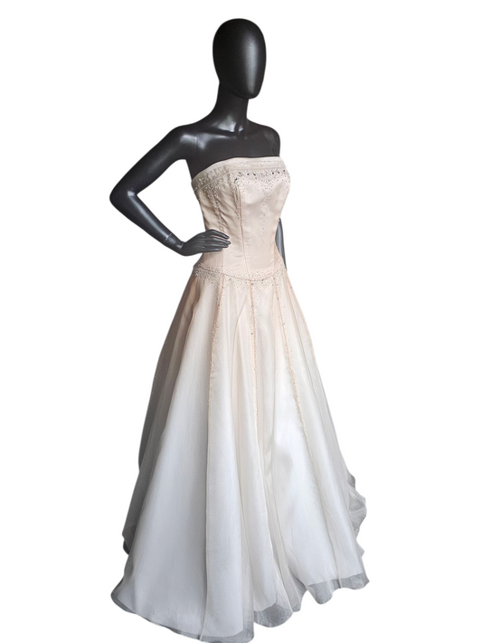 Gold Ombre Organza Straight Strapless A-line Wedding Gown - Maggie Sottero Couture