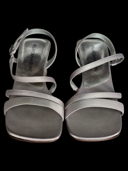 Silver Satin Strappy Sandal Kitten Heel