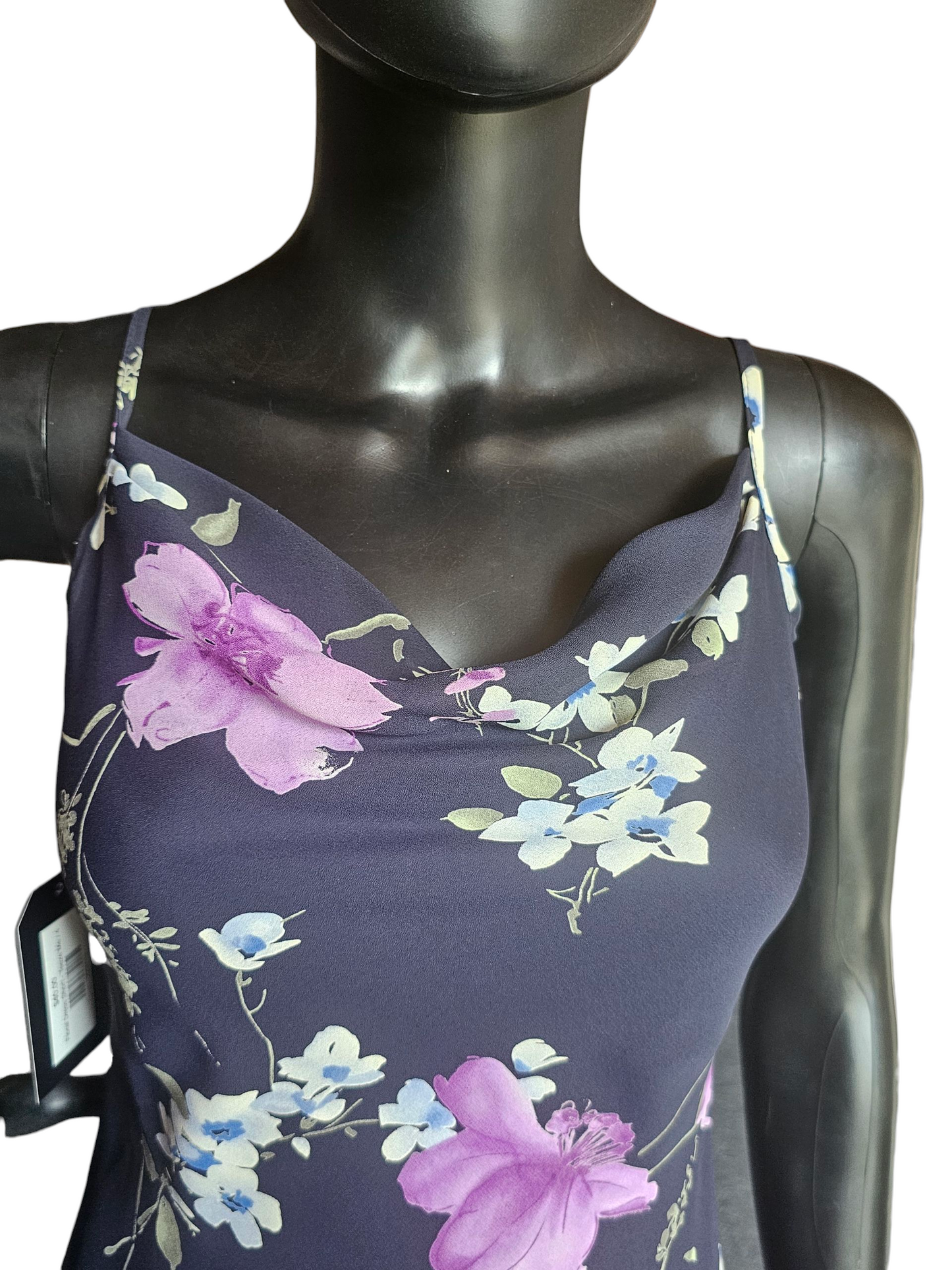 Navy/Purple Floral Mid Length Dress - Teeze Me