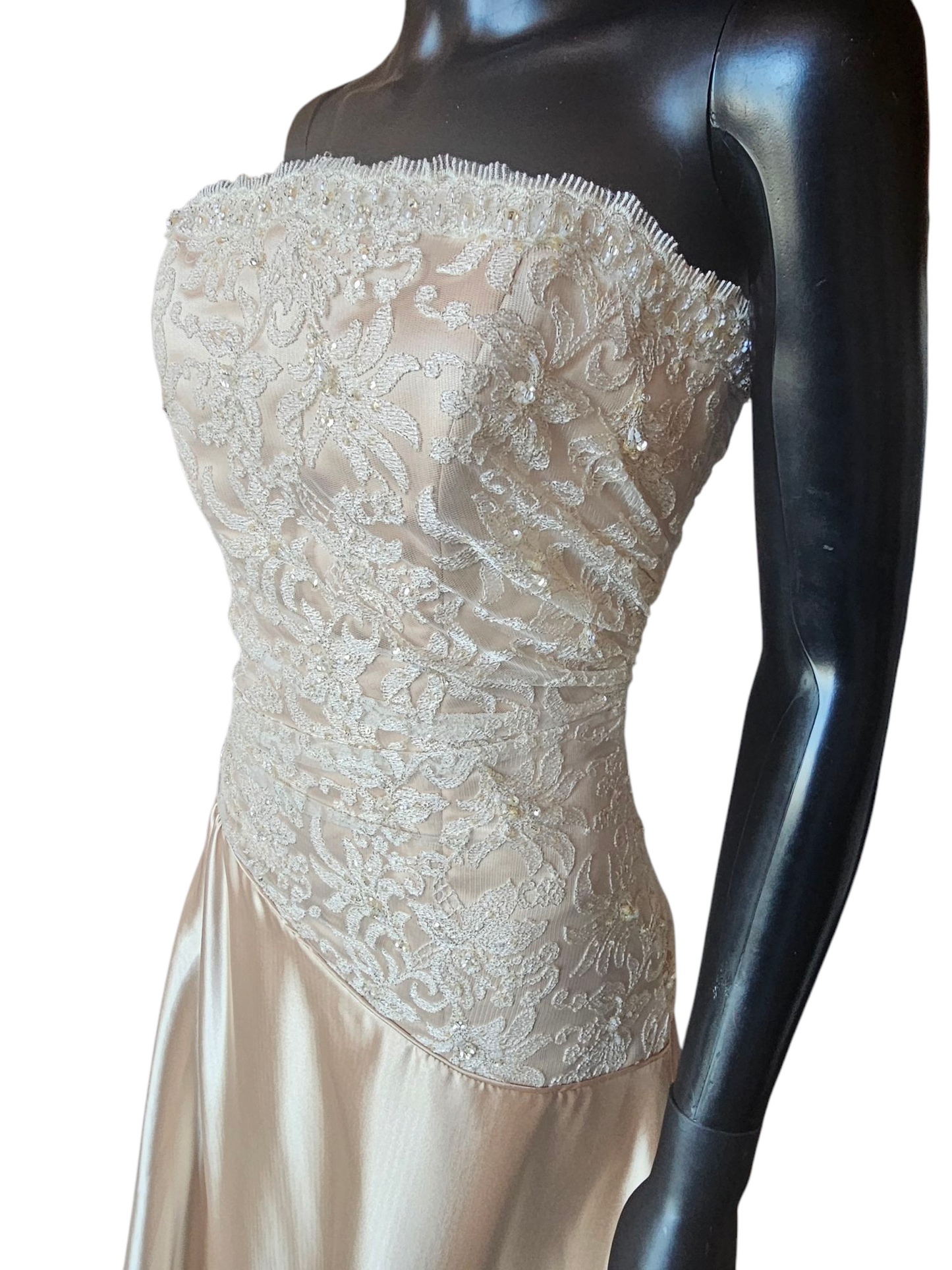 Gold Charmeuse Asymmetrical Wedding Gown - Maggie Sottero