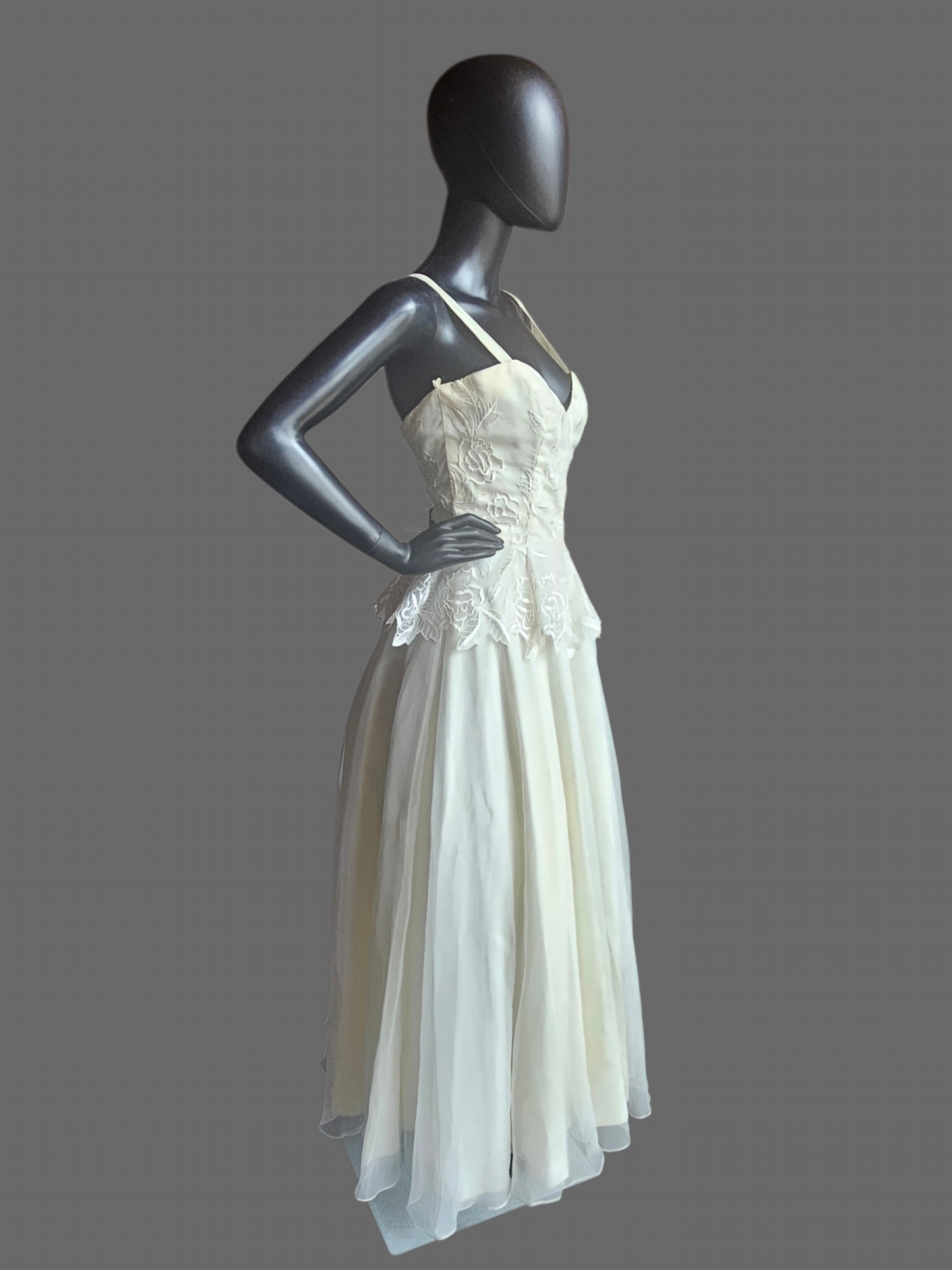 Vintage Embroidered Peplum Ankle Length Wedding Dress