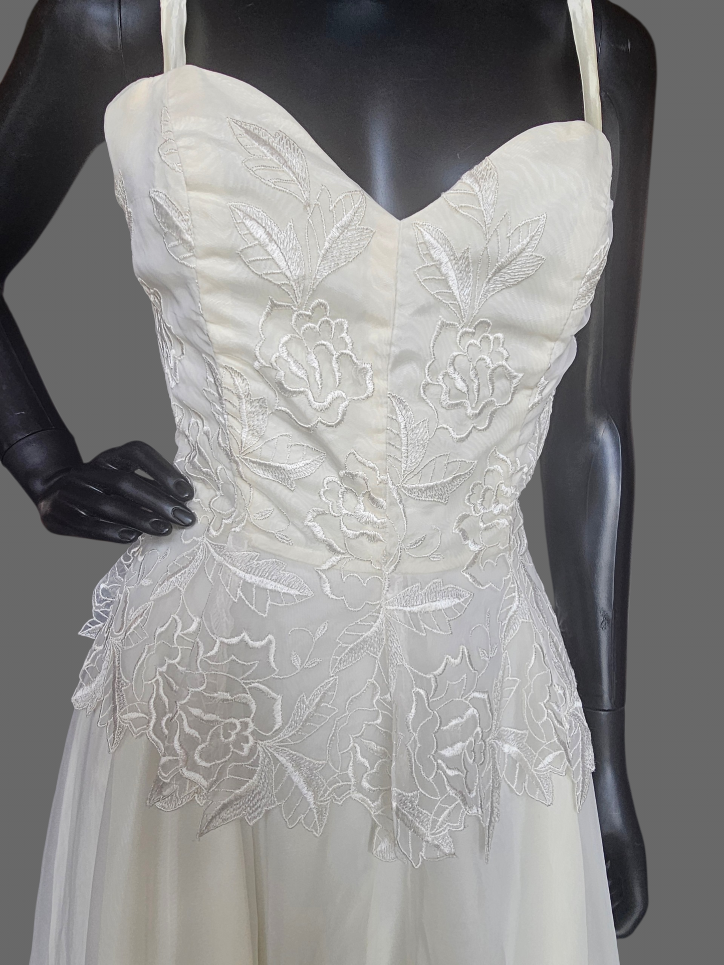 Vintage Embroidered Peplum Ankle Length Wedding Dress