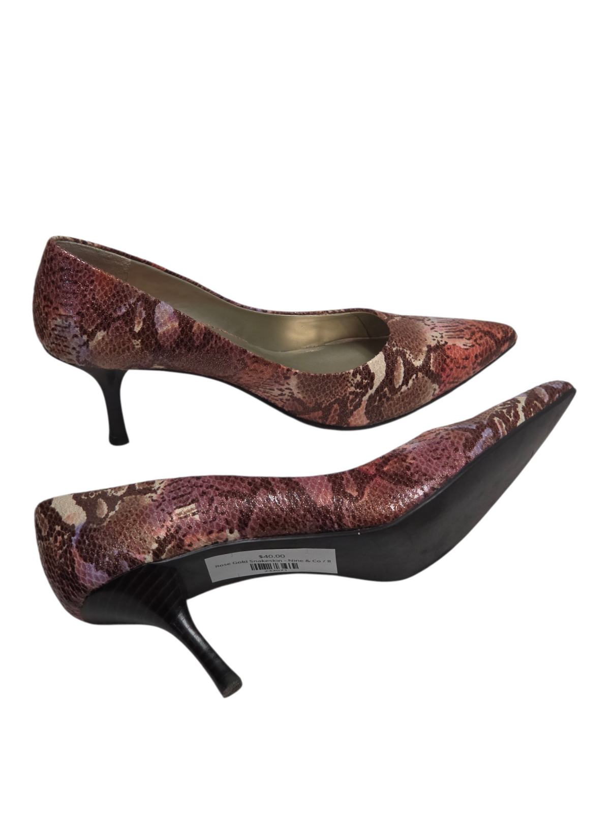 Rose Gold Snakeskin 2" Heel Pump Shoe - Nine & Co