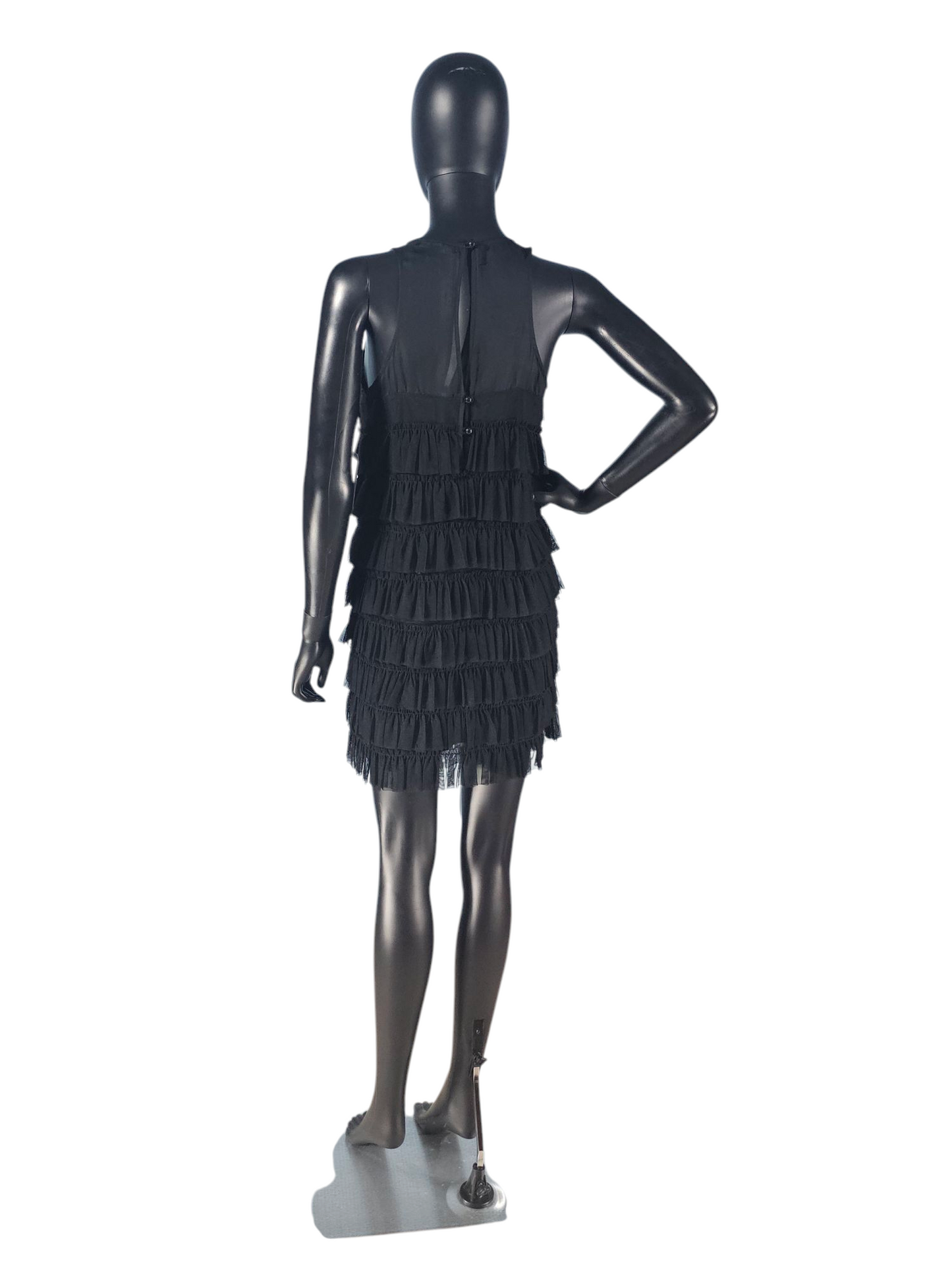 Black Chiffon Tiered Illusion Cocktail Dress - Twenty One