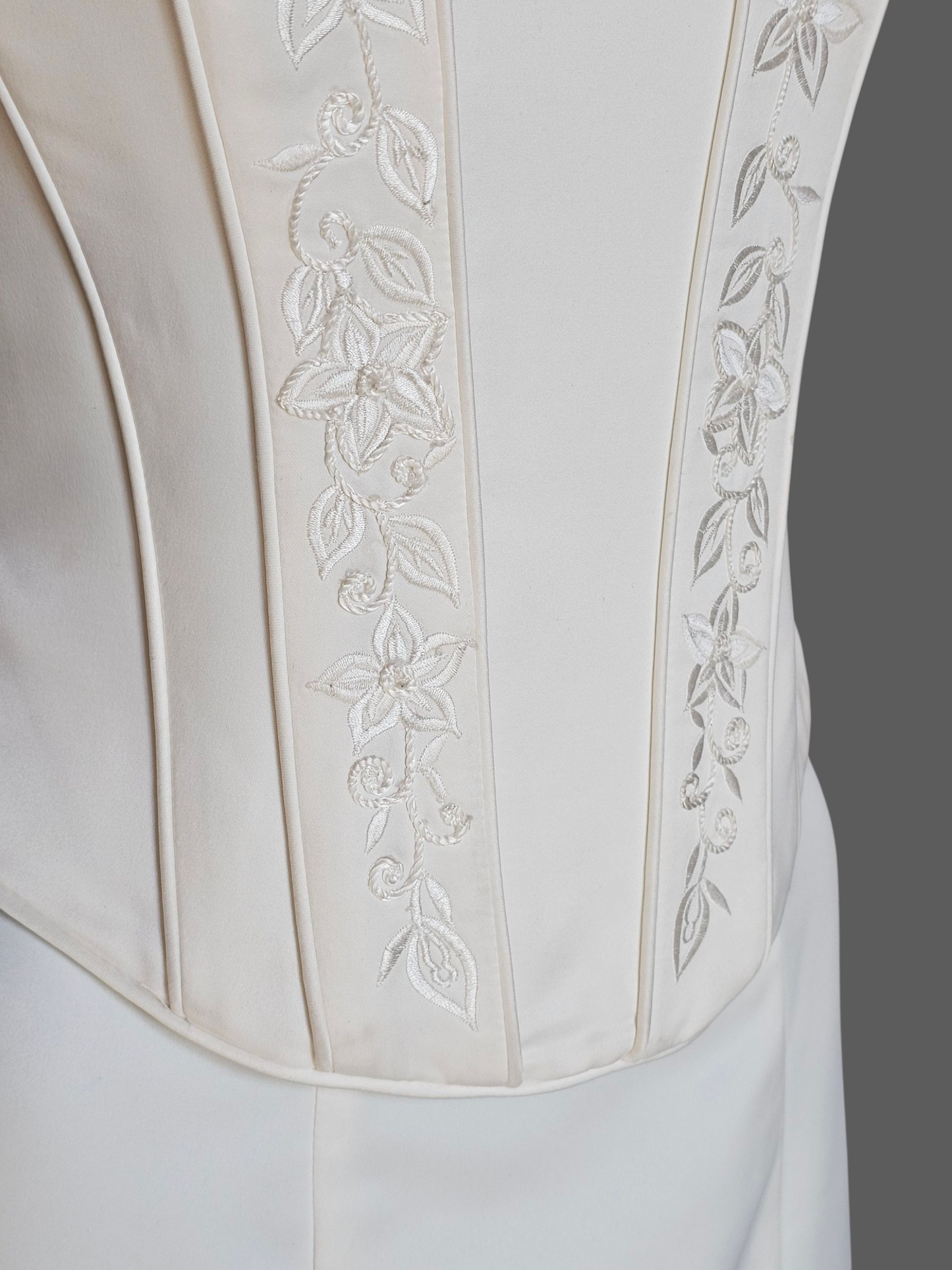 Fitted Cap Sleeve Basque Waist 3 Piece Wedding Gown - Detatchable Train