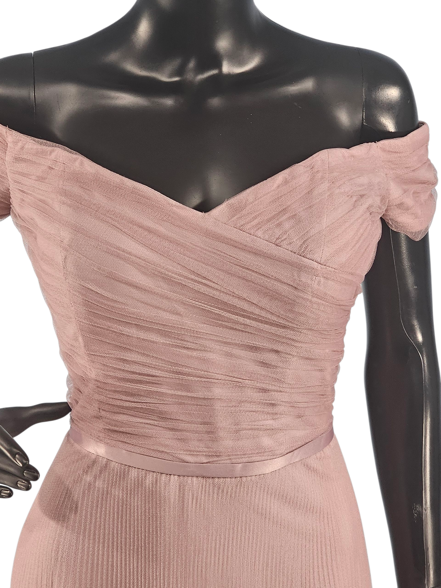 Desert Rose Accordion Net Off Shoulder Formal Dress - Mori Lee