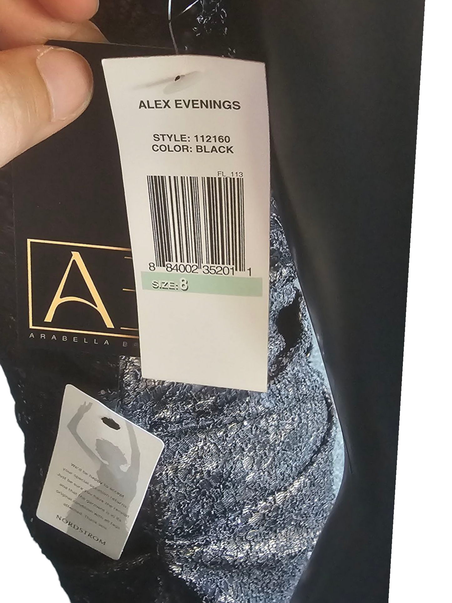 Black Lace Cap Sleeve Fitted Formal Gown NWT - Alex Evenings