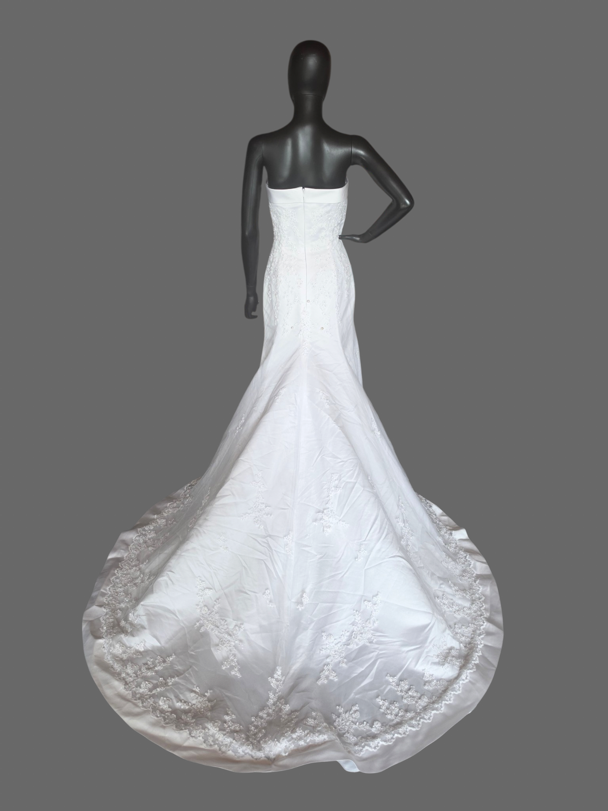White Lace Overlay Sheath Wedding Gown - St. Patrick