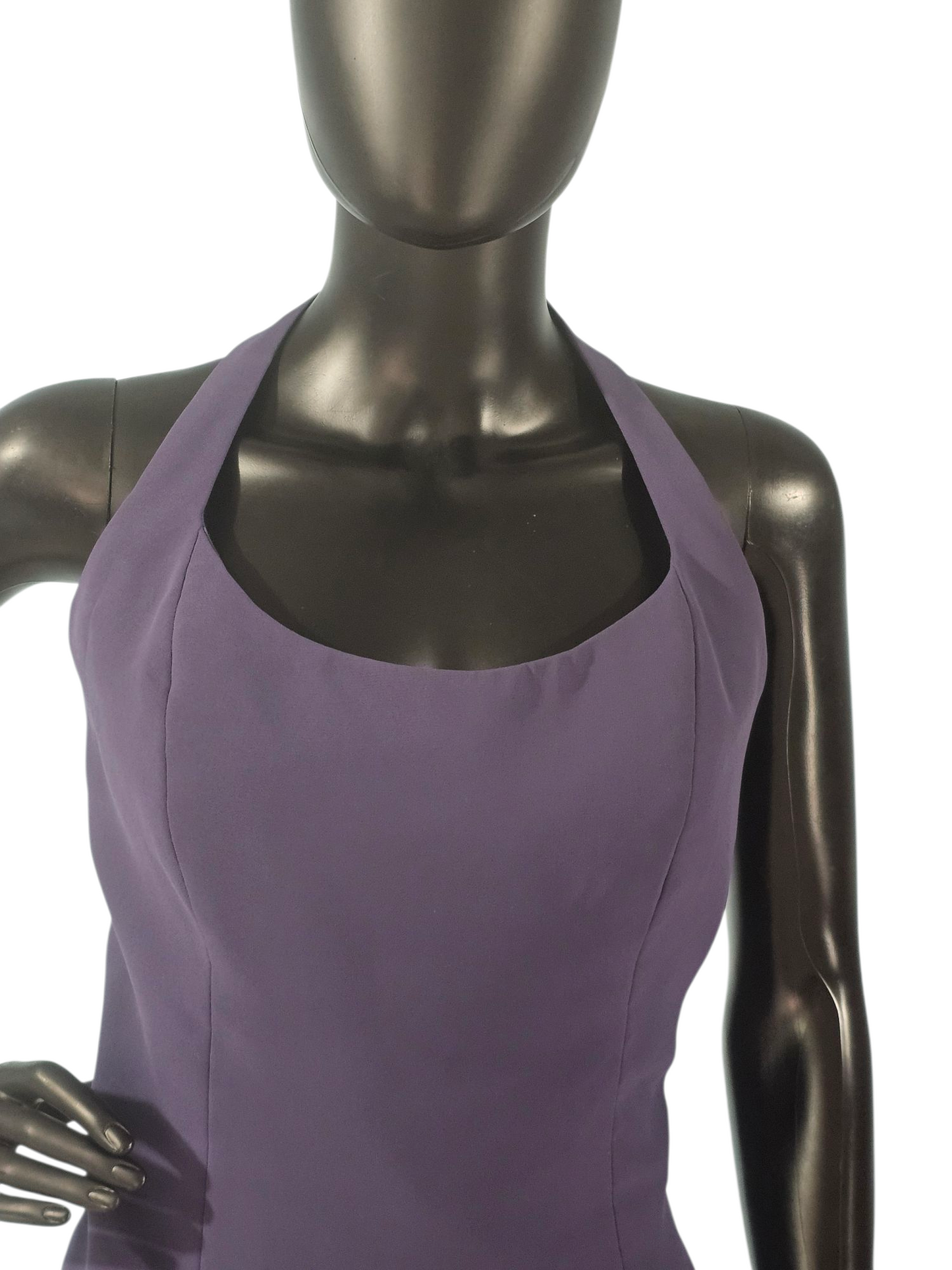 Purple Chiffon Drop Waist Halter Dress - After Six