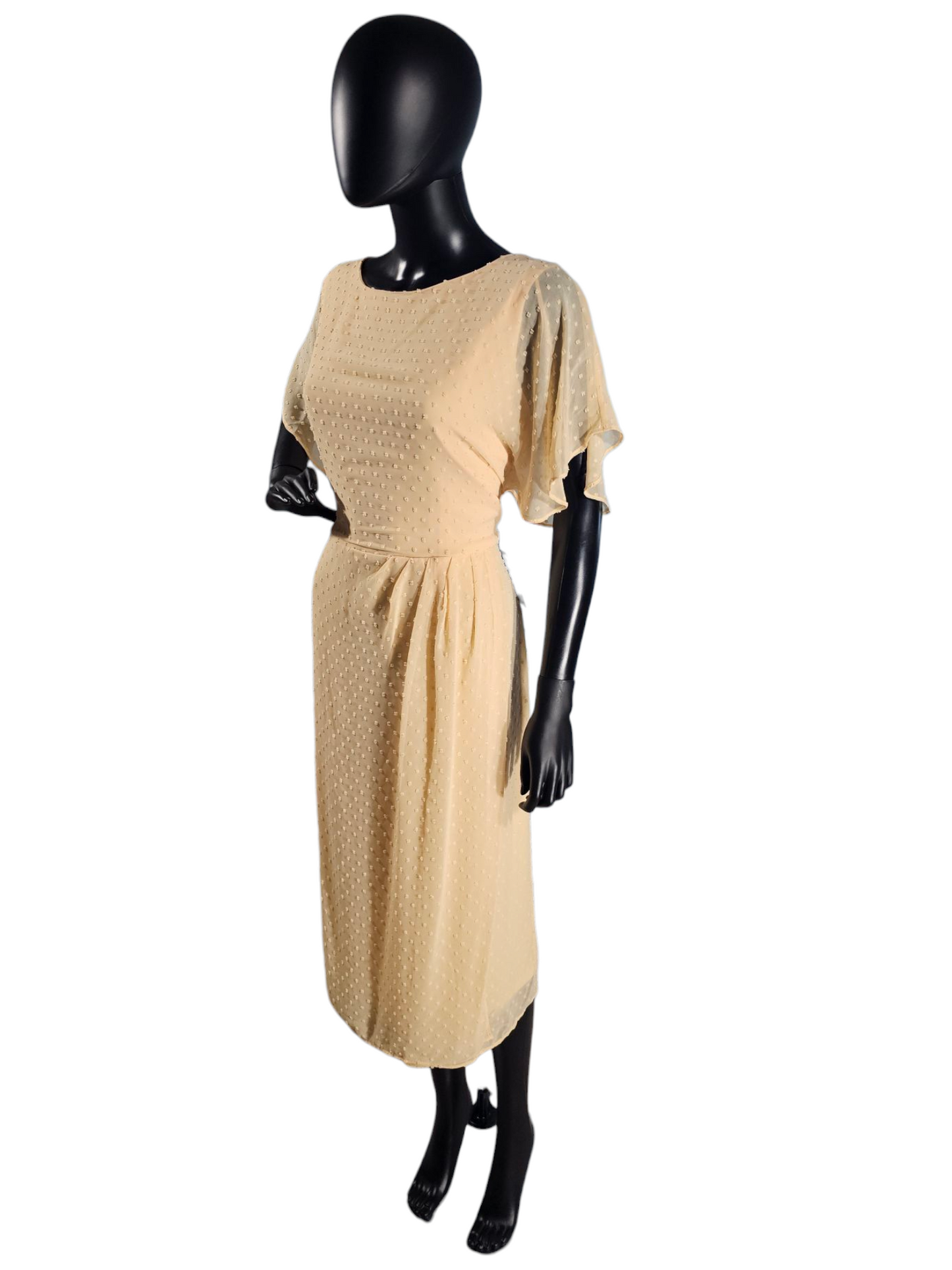 Apricot Sherbet Swiss Dot Flutter Sleeve Mid-length Dress - NWT - Liz Claibourne