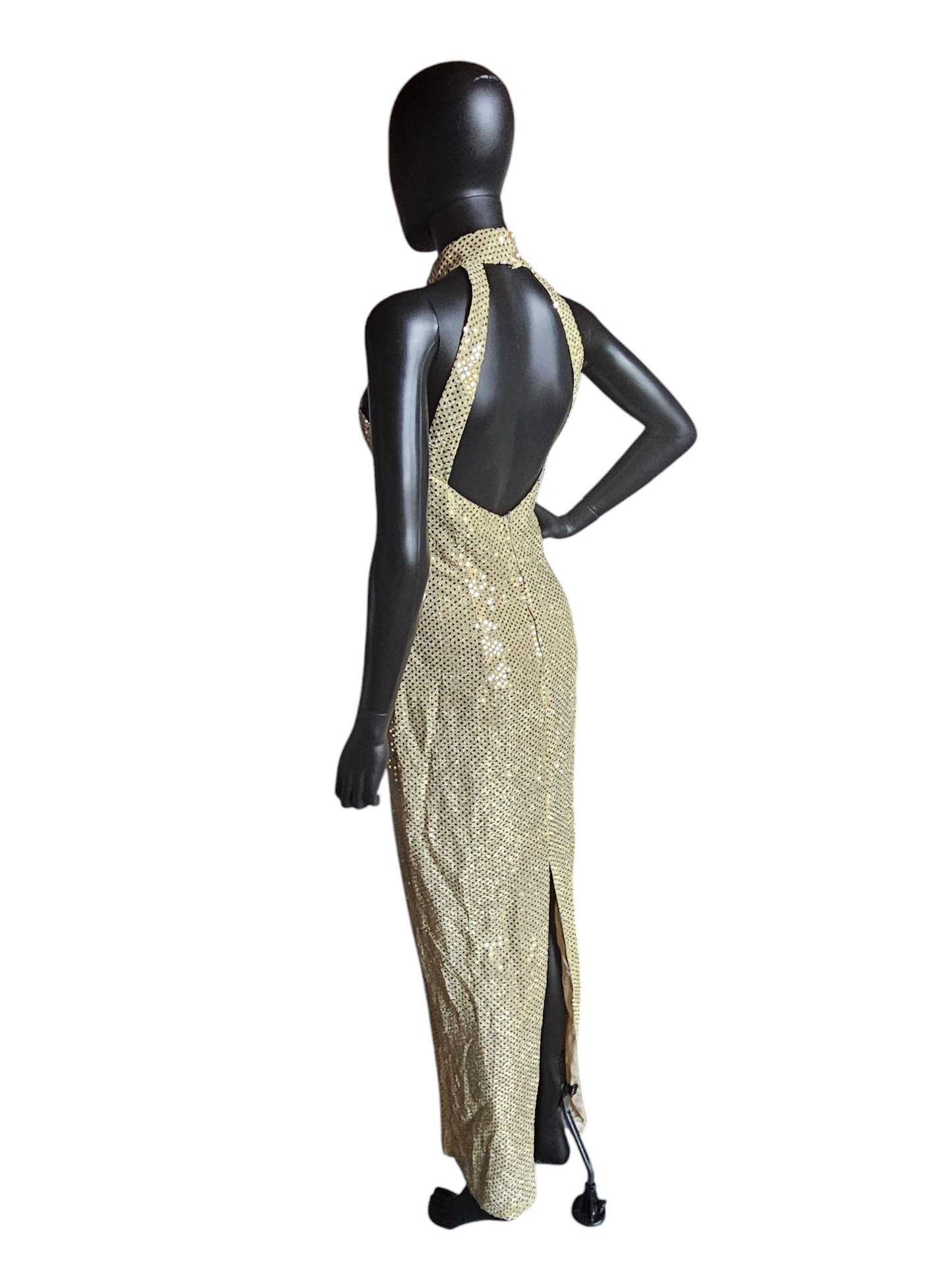 Vintage Gold Sequin Halter Sheath