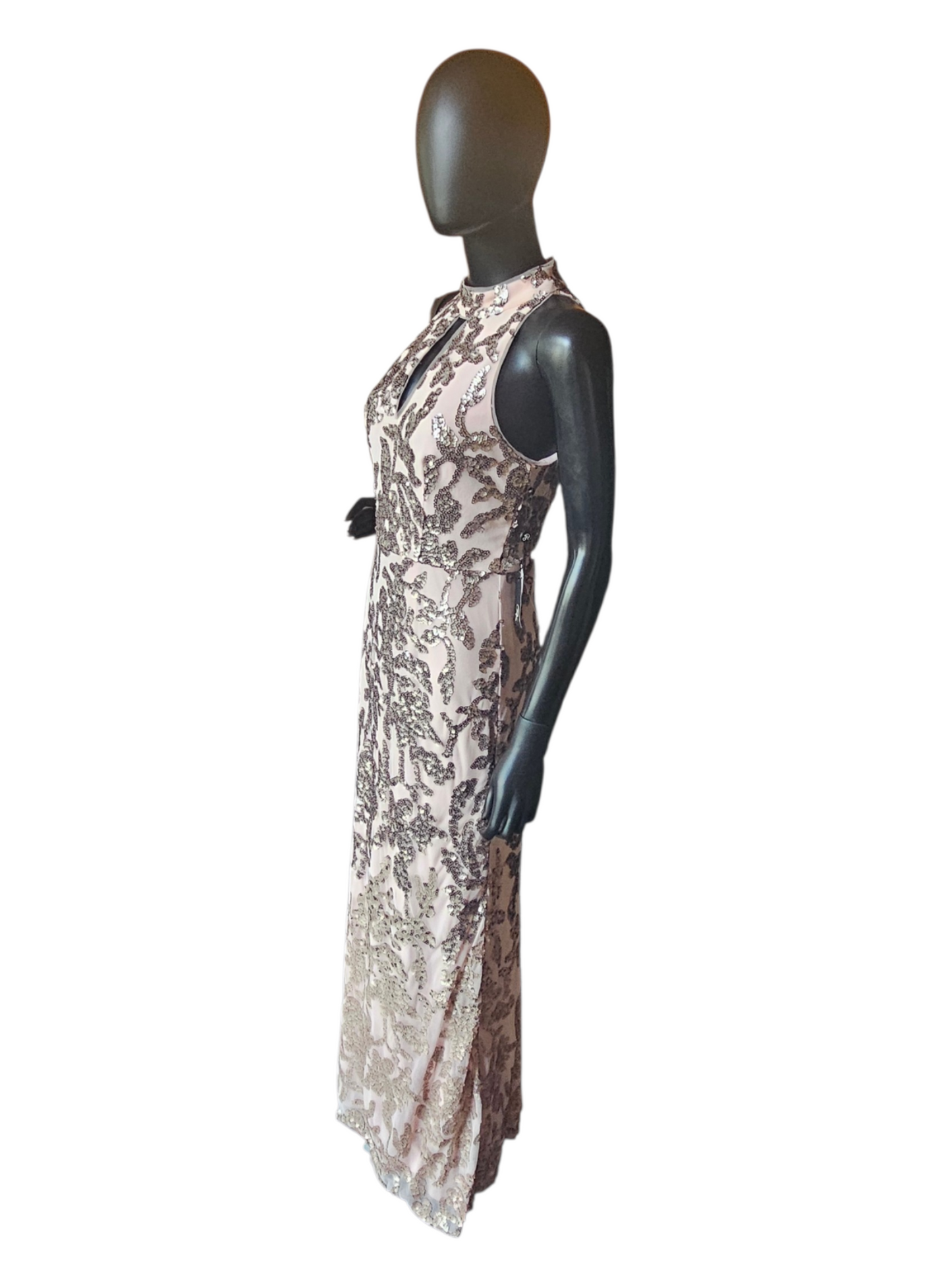 Blush High Neck Fit/Flare  Floral Ombre Sequin Maci Formal Dress - Adrianna Papell