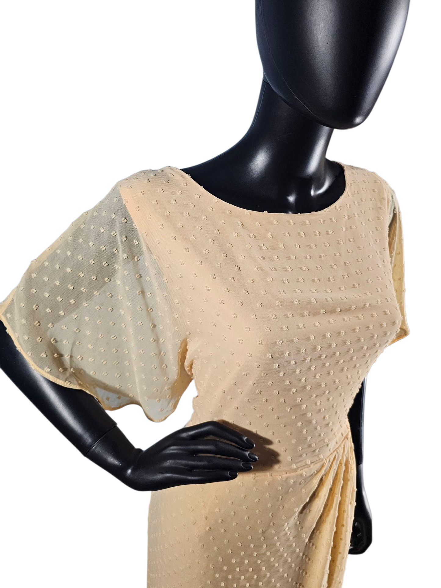 Apricot Sherbet Swiss Dot Flutter Sleeve Mid-length Dress - NWT - Liz Claibourne