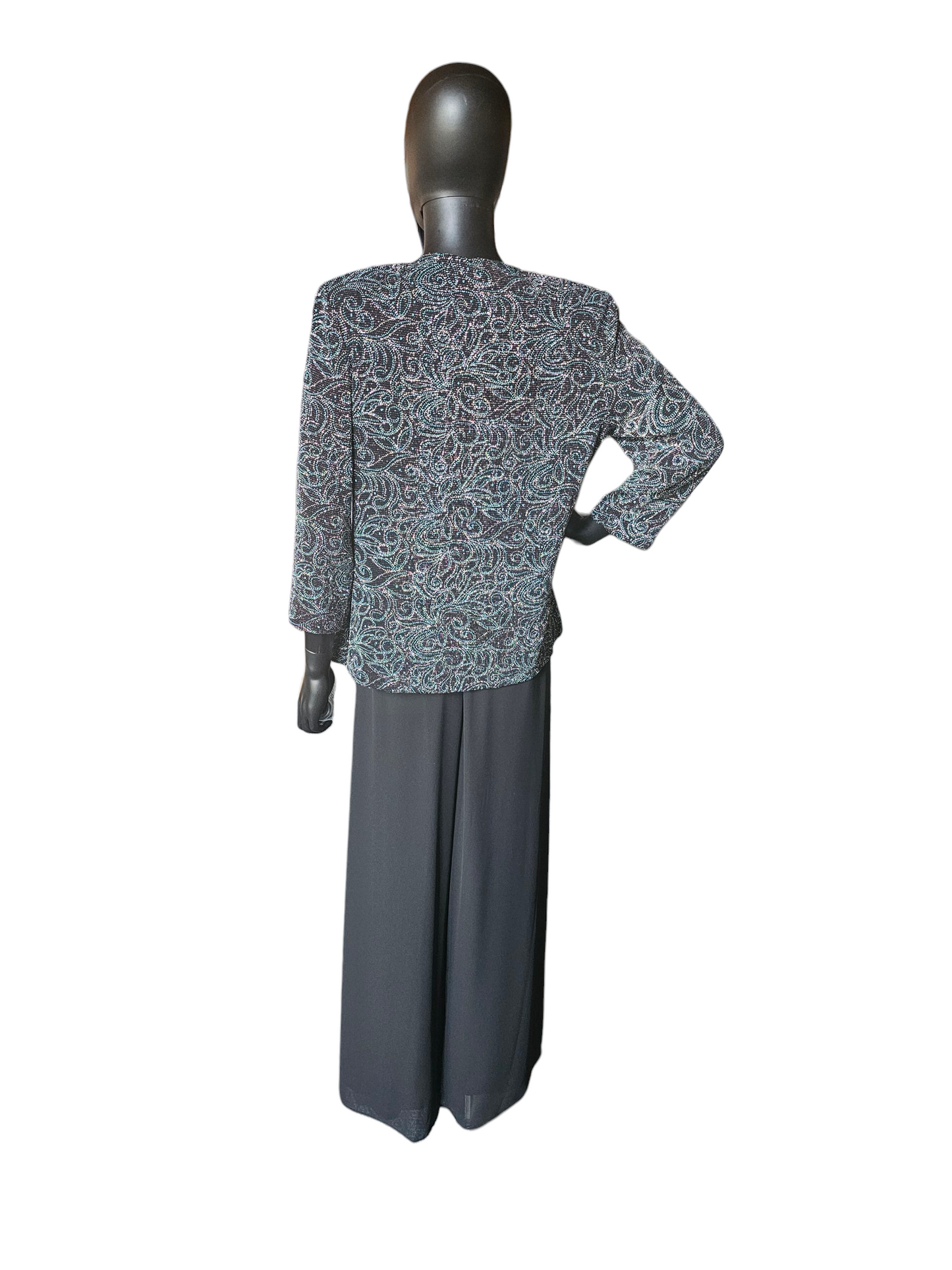 Black/White/Teal 3 Piece Formal Outfit - Alex Evenings