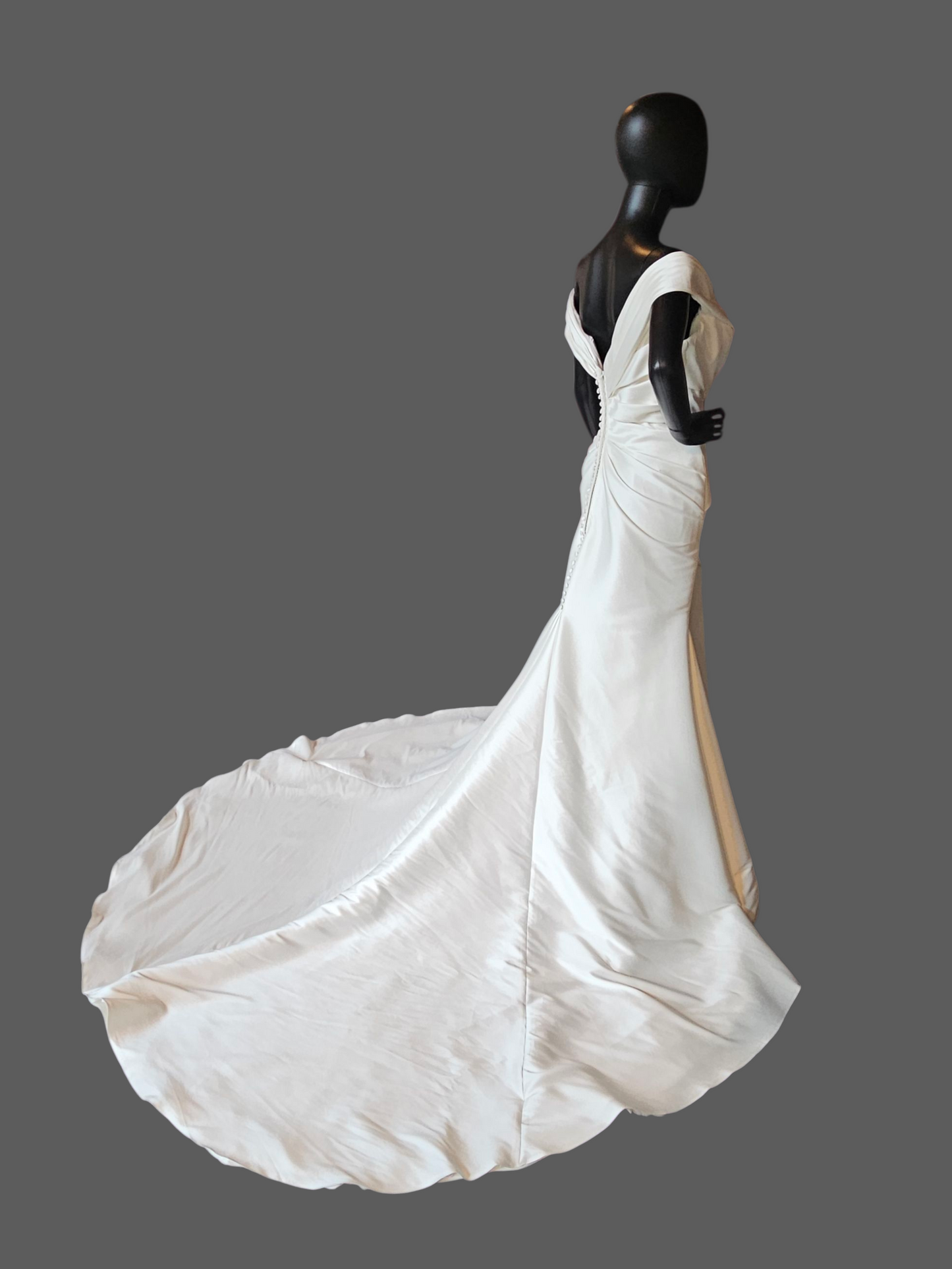 Ivory Mikado Off-Shoulder Fit/Flare Wedding Gown NWOT - Mori Lee