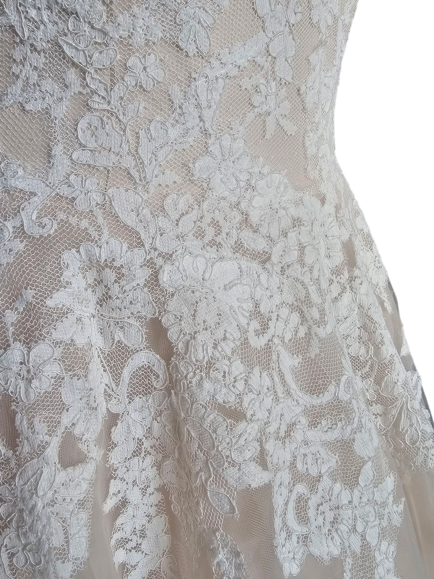 Blush/Ivory Lace Applique Ballgown Bridal Dress - Mori Lee