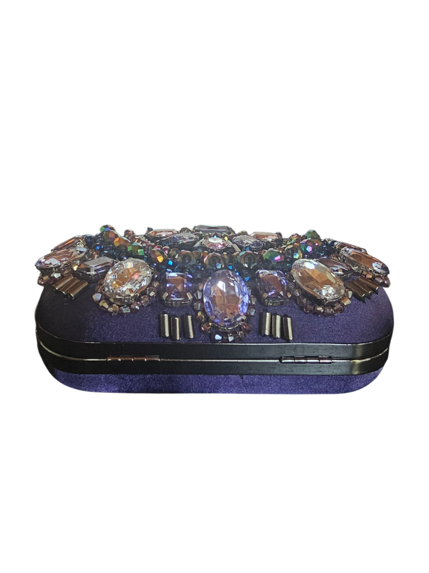 Purple Iridescent Crystal/Beaded Clutch