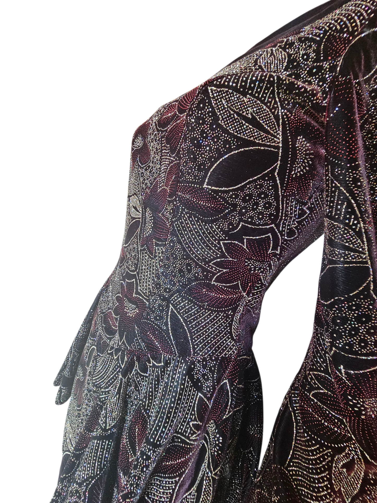 Vintage Dark Burgandy Velvet Peplum Party Dress - Jessica McClintock