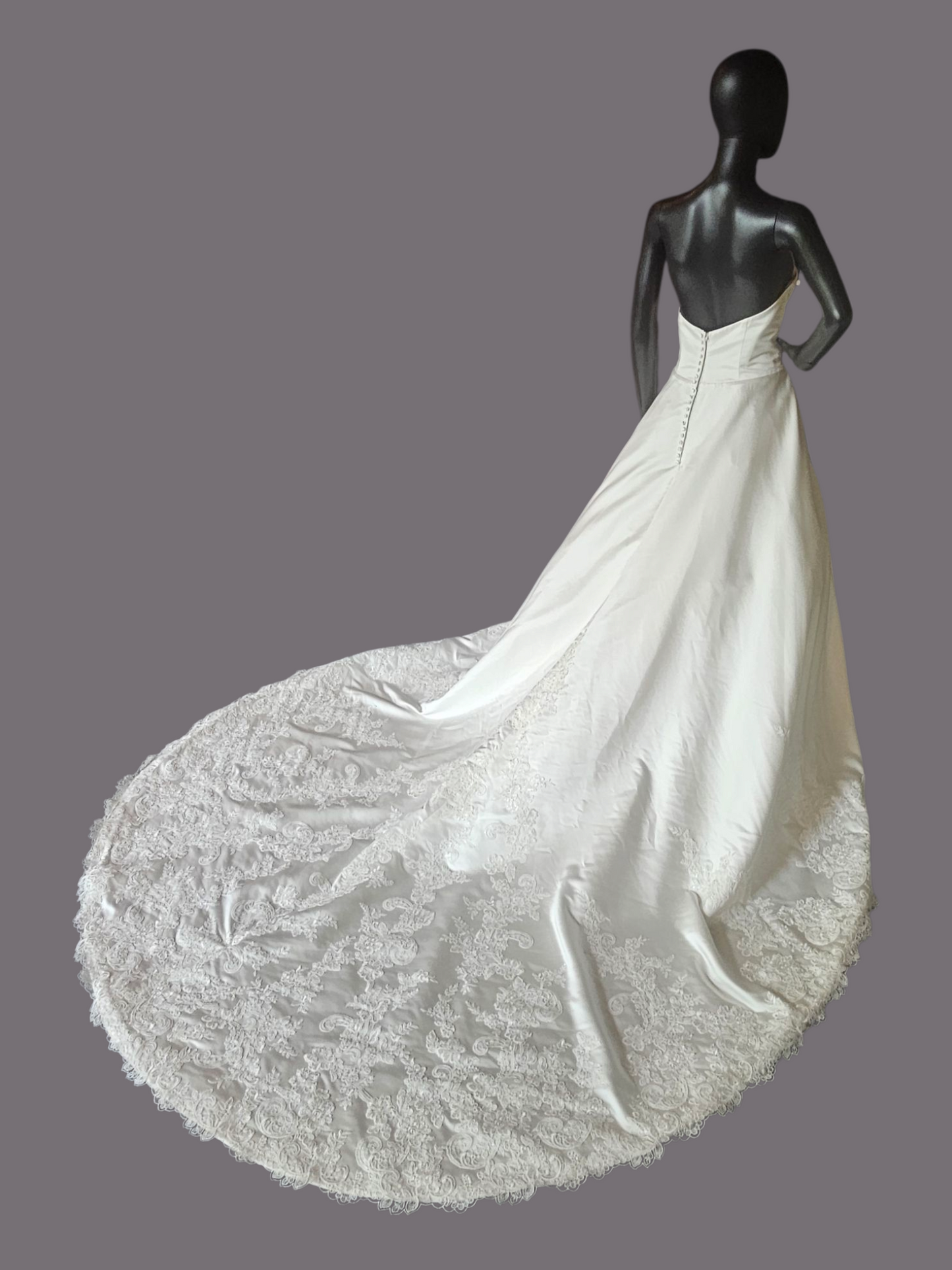 Strapless A-Line Ivory Satin with Scalloped Hem Detail -  Morilee