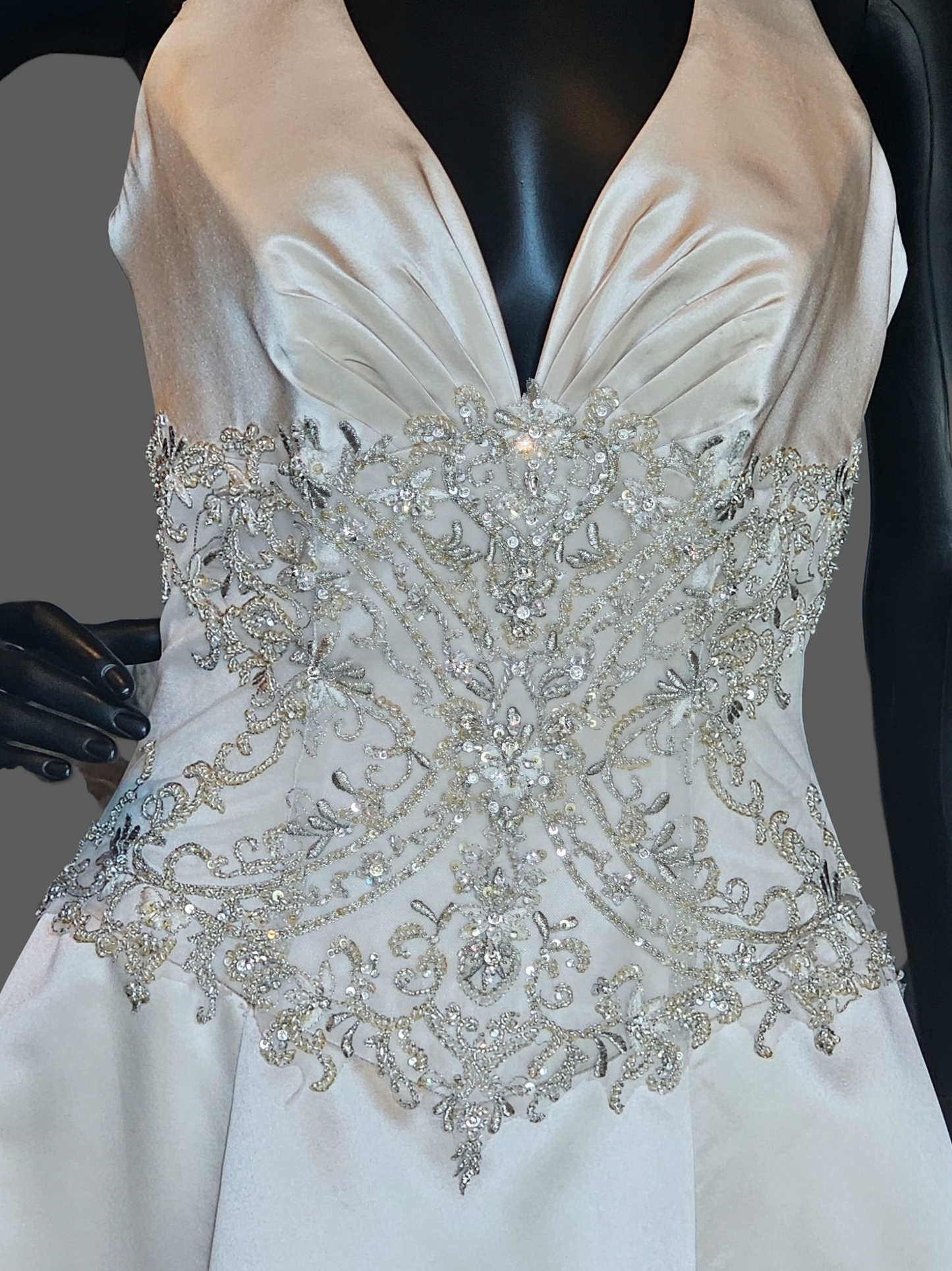 Pearl Satin Halter Wedding Gown - Allure Bridal