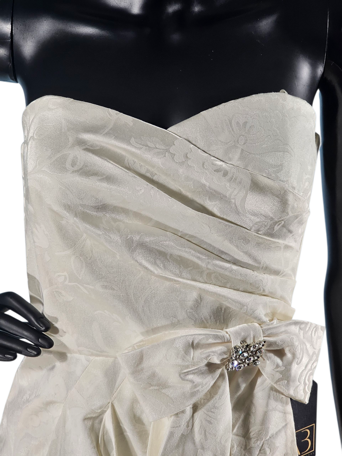 Cream Side Ruched Brocade Formal Dress - NWT Maurices