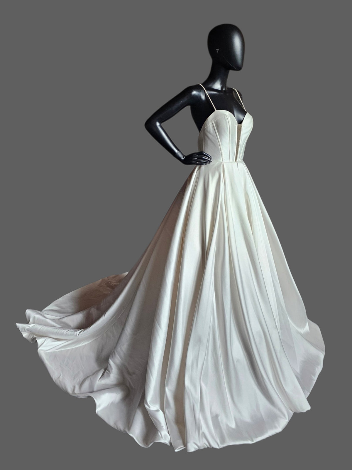 Ivory Mikado Minimalist Plunge Wedding Gown- Justin Alexander