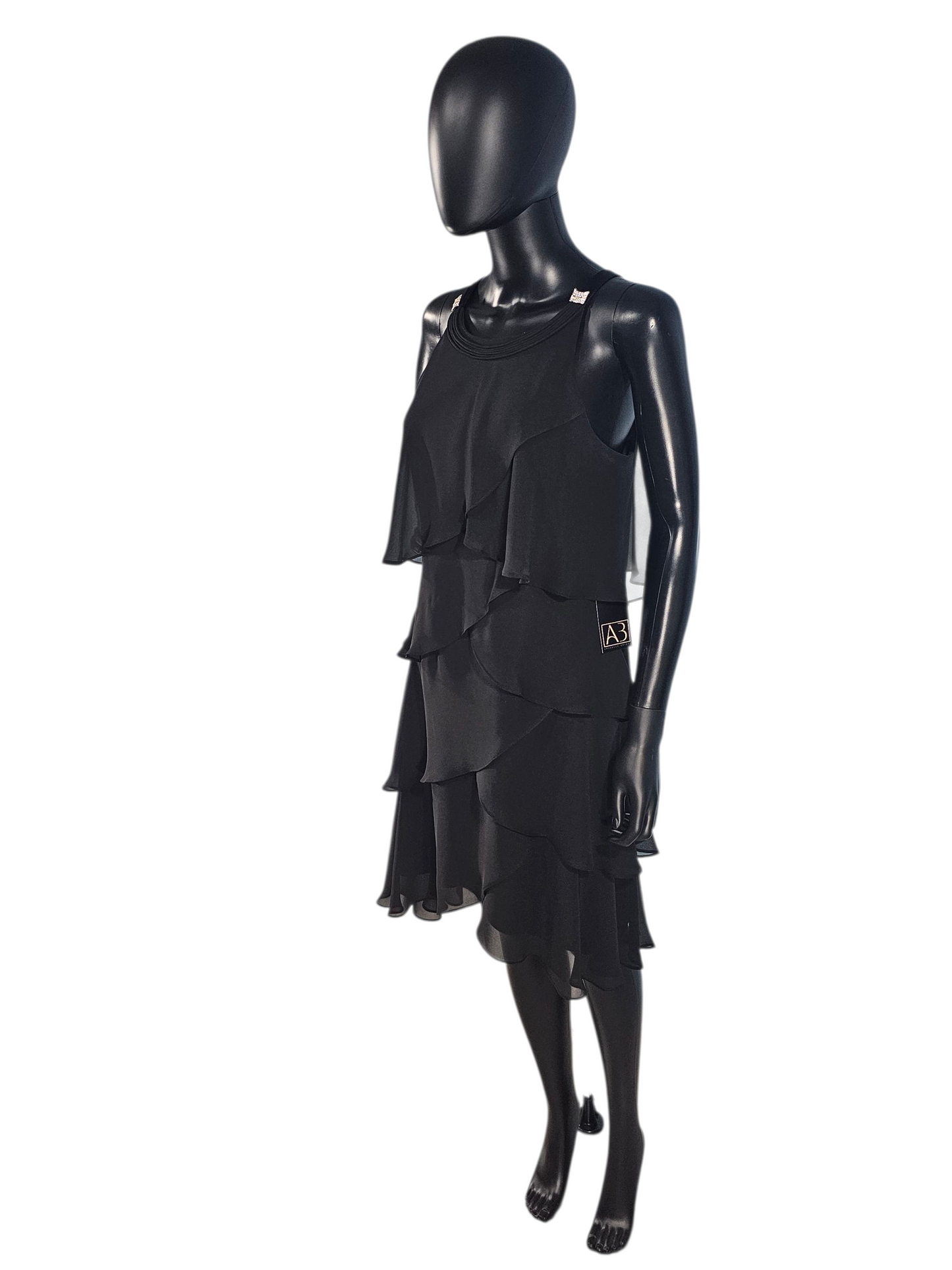 Black Chiffon Flounce Cocktail Dress - S.L. Fashions