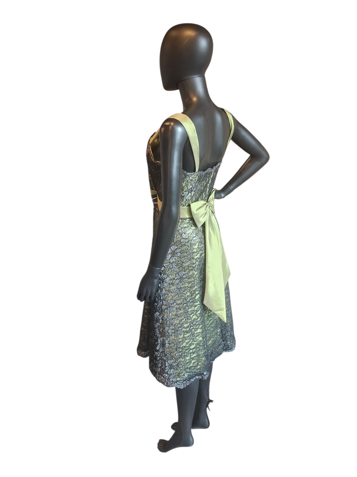 Apple Green/Black Lace A-Line Cocktail Dress - Alexia