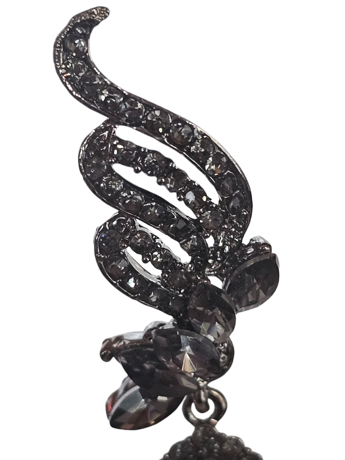 Black Metallic Teardrop Earring