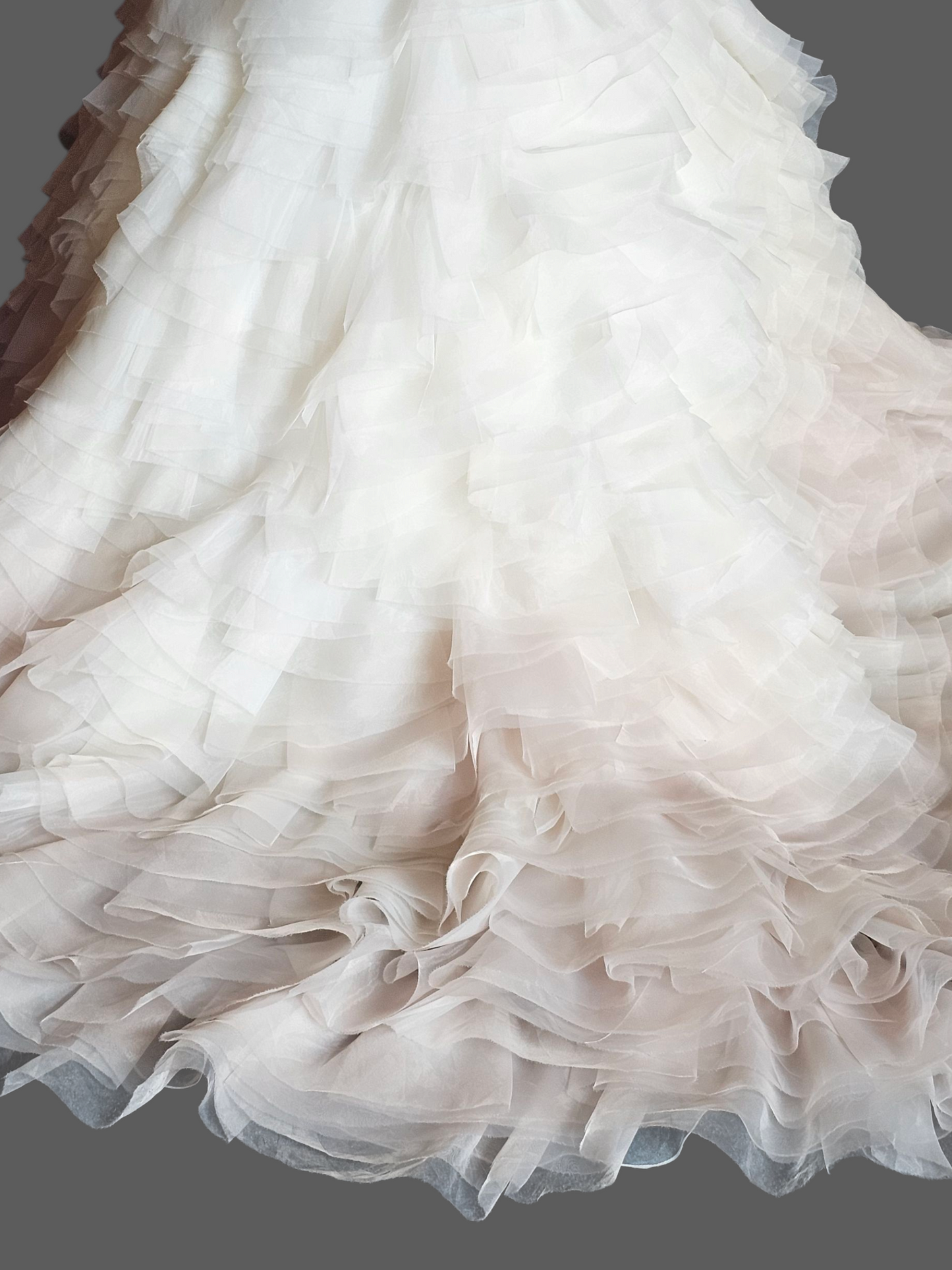 Ivory/Gold Ombre Fit/Flare Ruffle Sweetheart Wedding Gown - Mori Lee