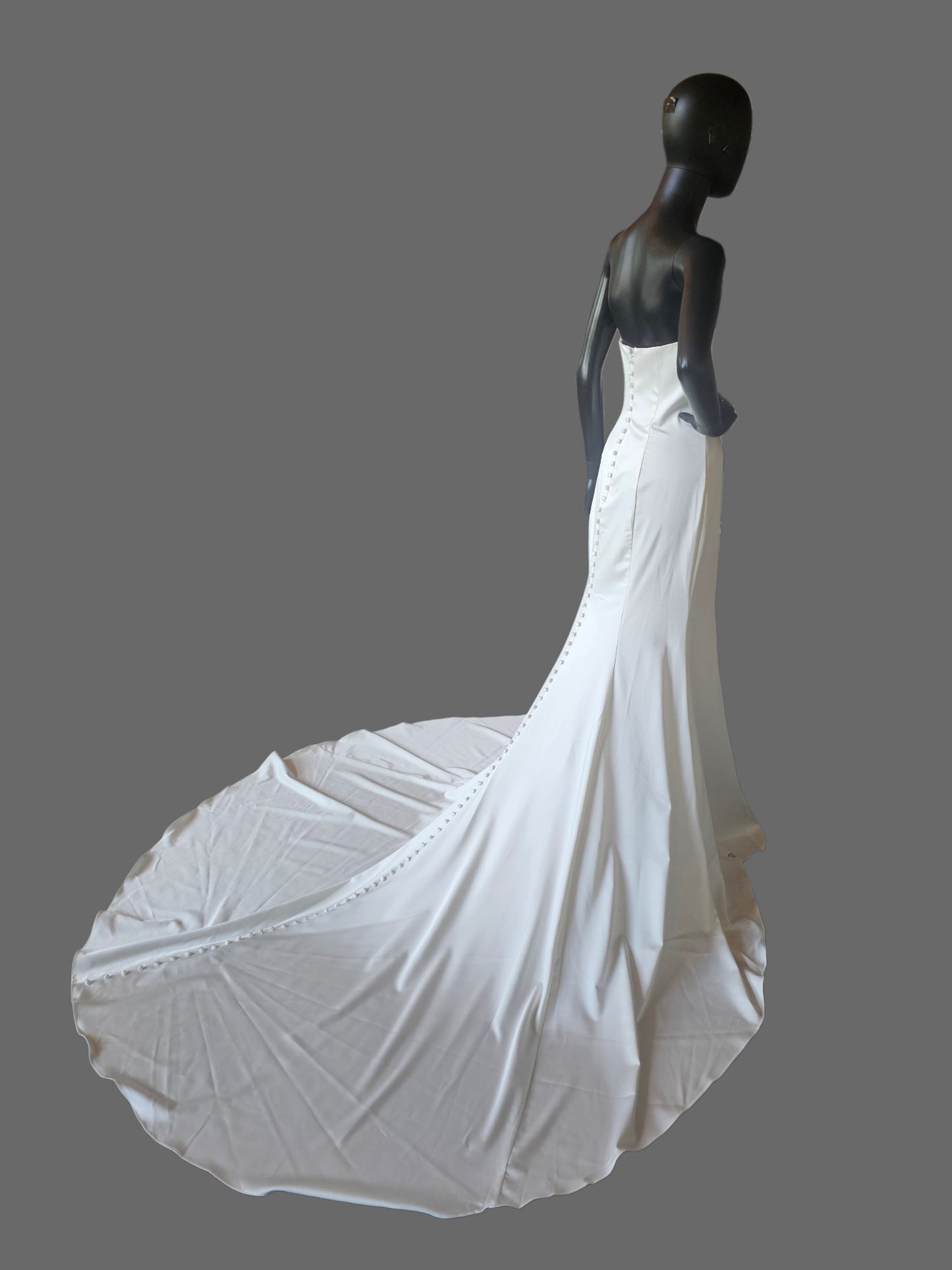 Simple Ivory Satin Sweetheart Fit/Flare Minimalist Wedding Gown - Allure