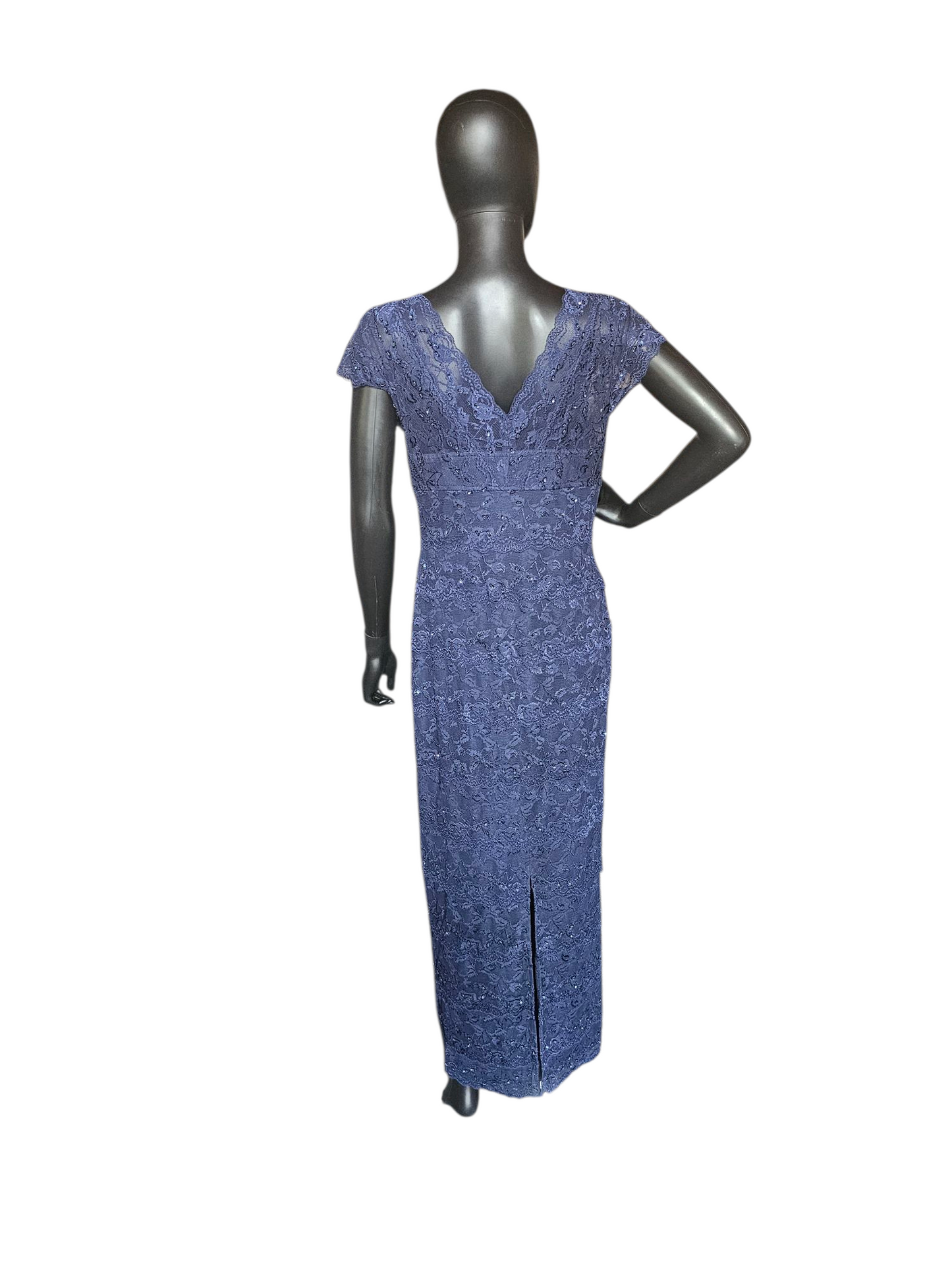 Navy Stretch Lace Cap Sleeve - PETITE