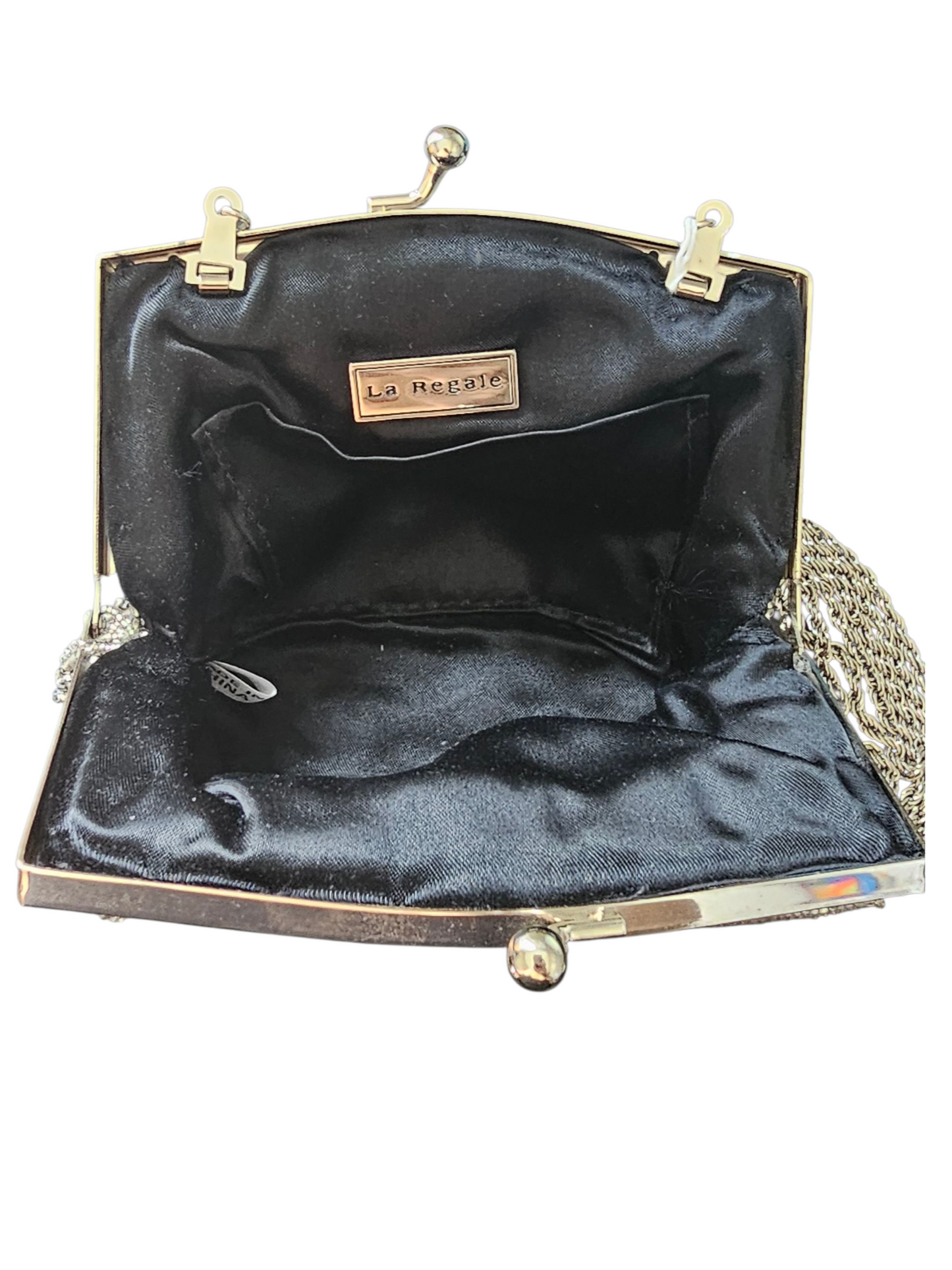 Black/Silver Crystal Beaded Clasp Handbag