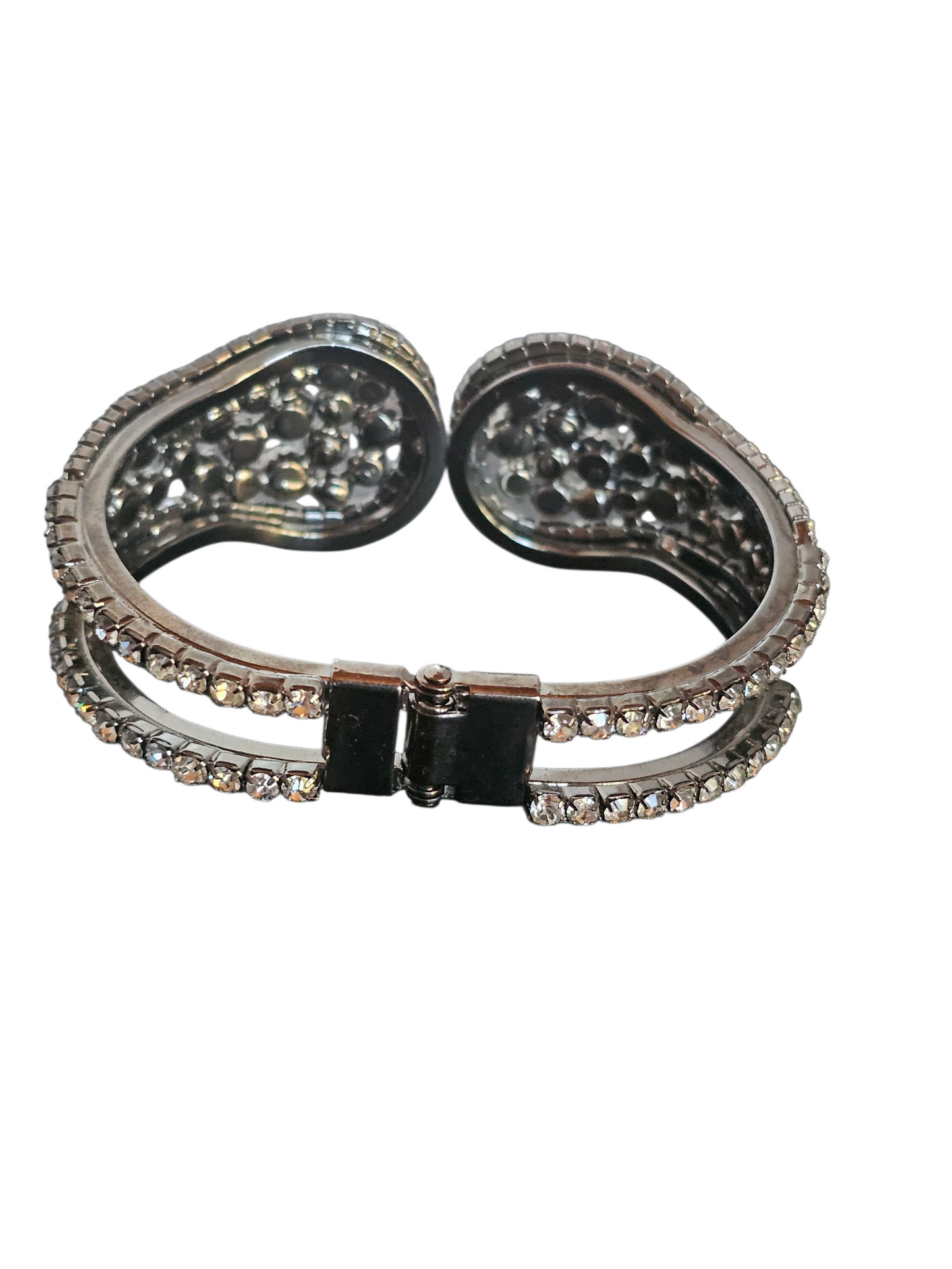 Black/White Rhinestone Cuff Bracelet