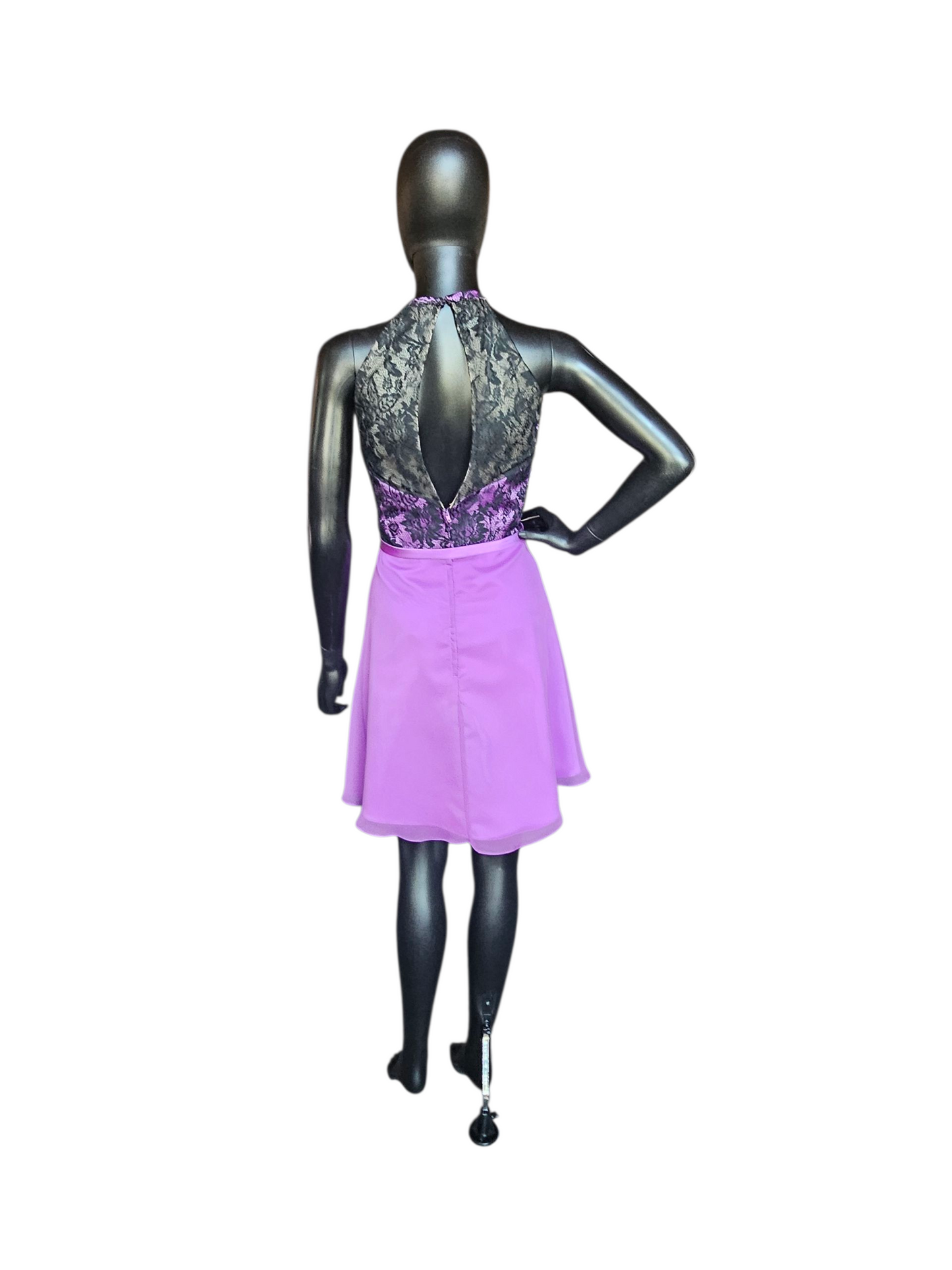 Purple/Black Lace Halter Party/Cocktail Dress - Da Vinci