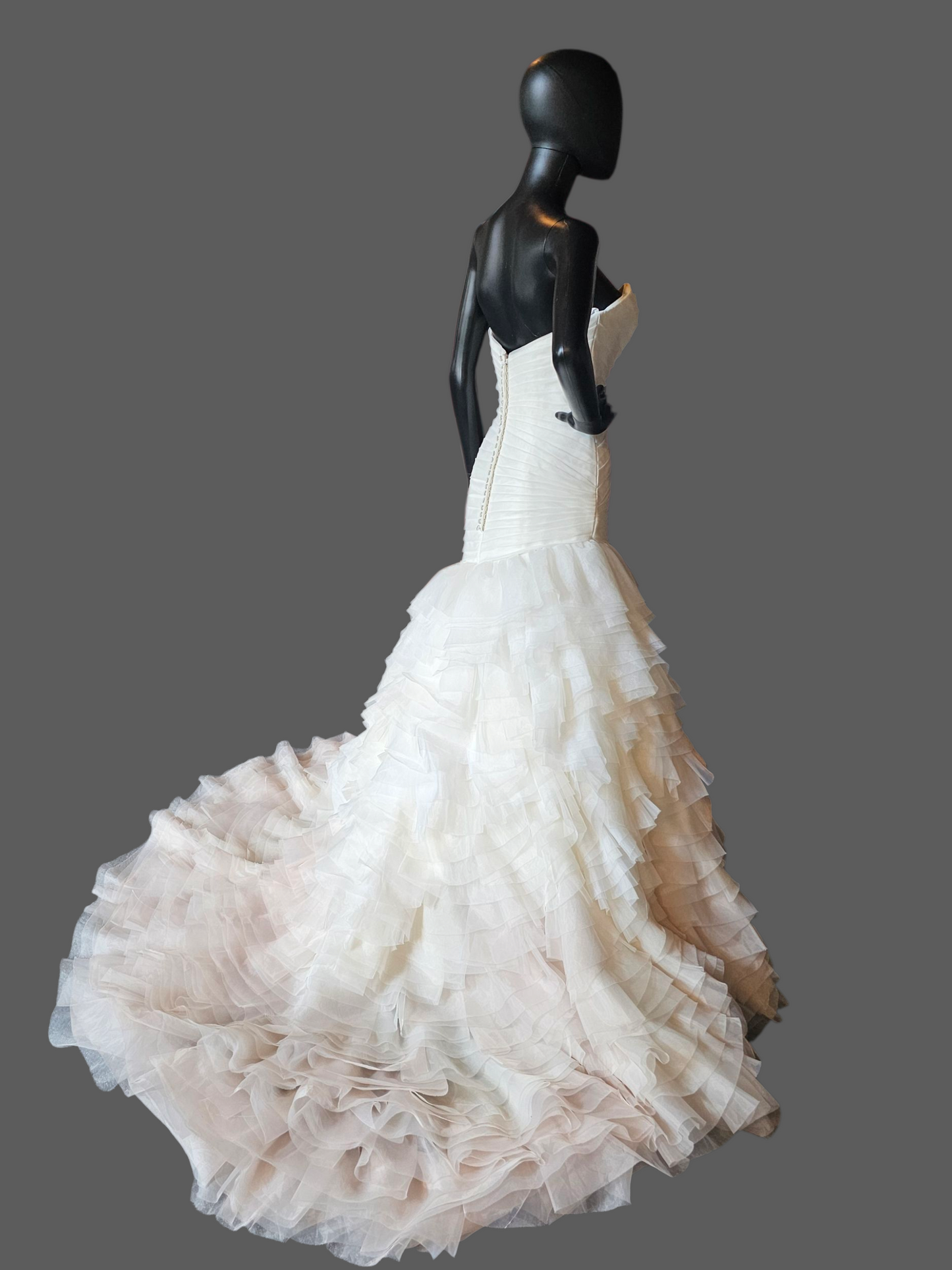 Ivory/Gold Ombre Fit/Flare Ruffle Sweetheart Wedding Gown - Mori Lee