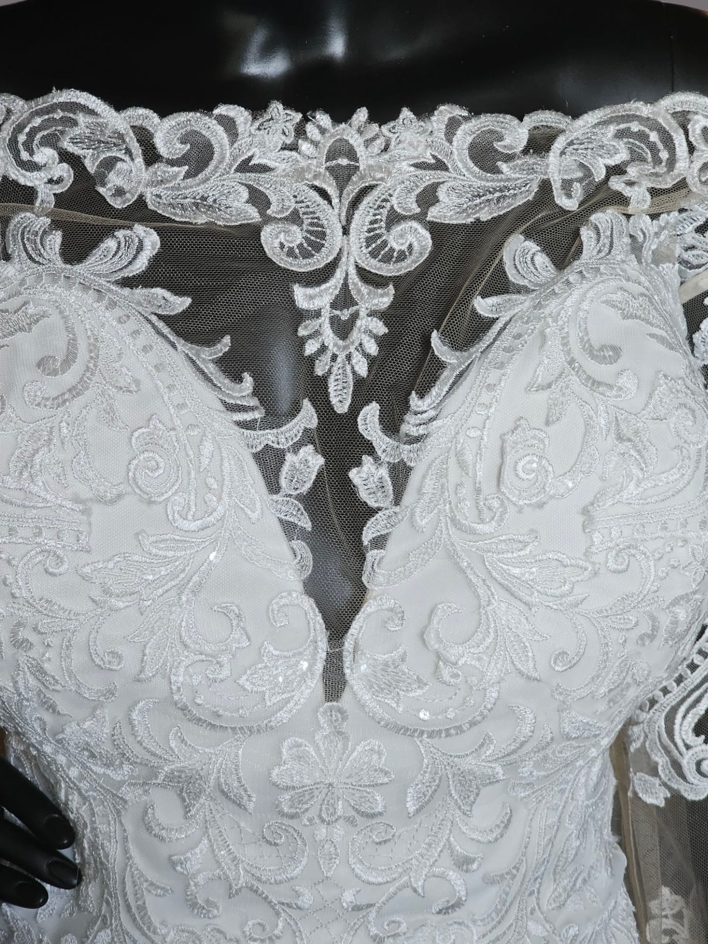 Ivory Lace Overlay Long Sleeve Wedding Gown - Morilee Madeline Gardner