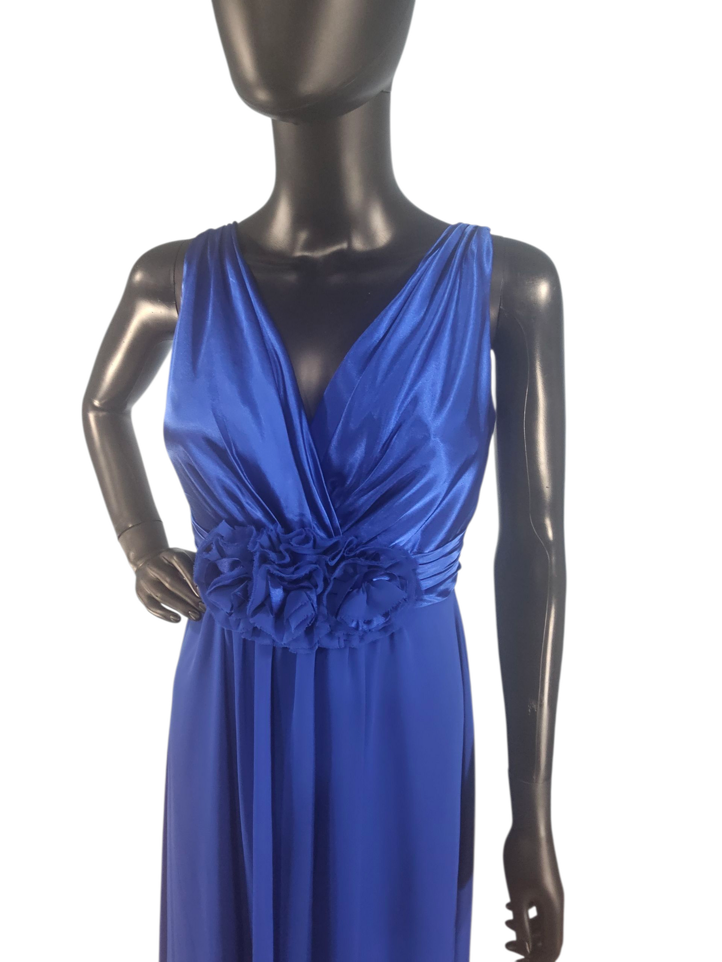 Royal Blue Chiffon V-Neck Maxi Formal Dress - Bill Levkoff