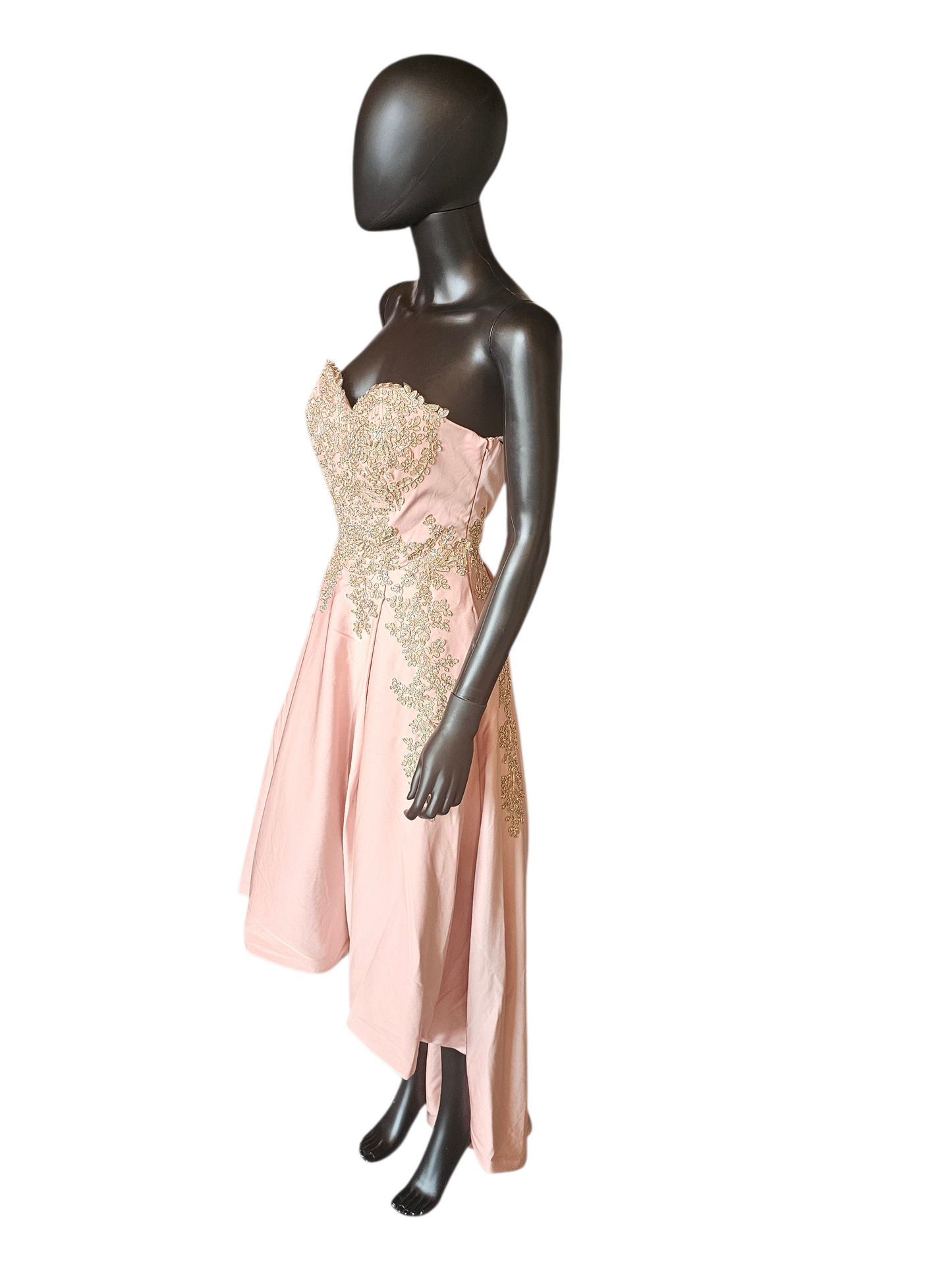 Dusty Rose/Gold High Low Formal Dress - LA Merchandise