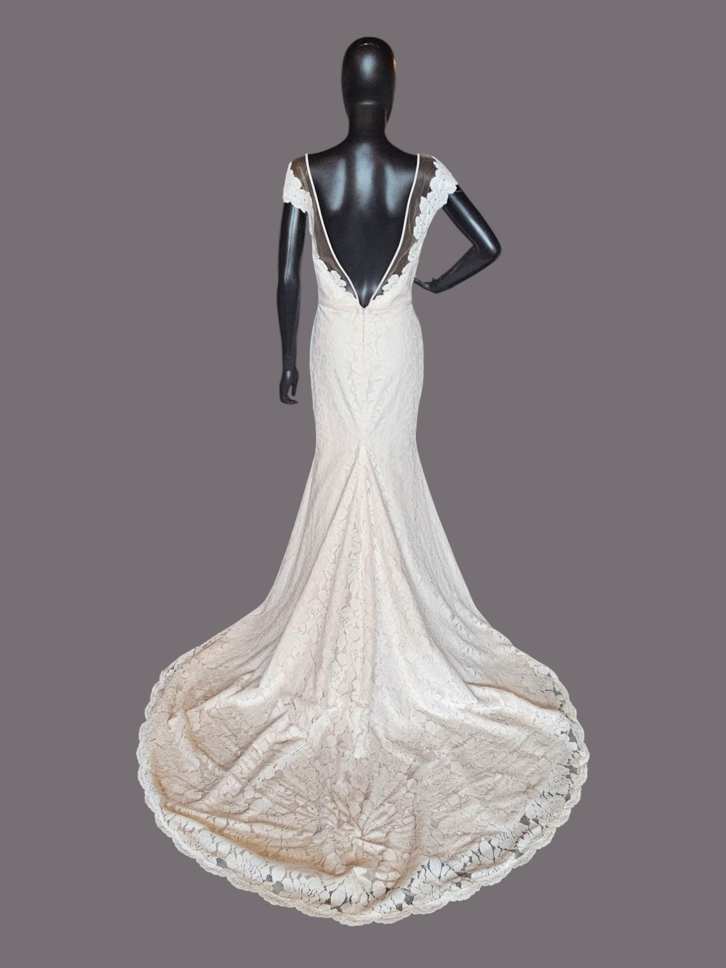 Lace Overlay Illusion Open Back Mikaella by Paloma Wedding Gown