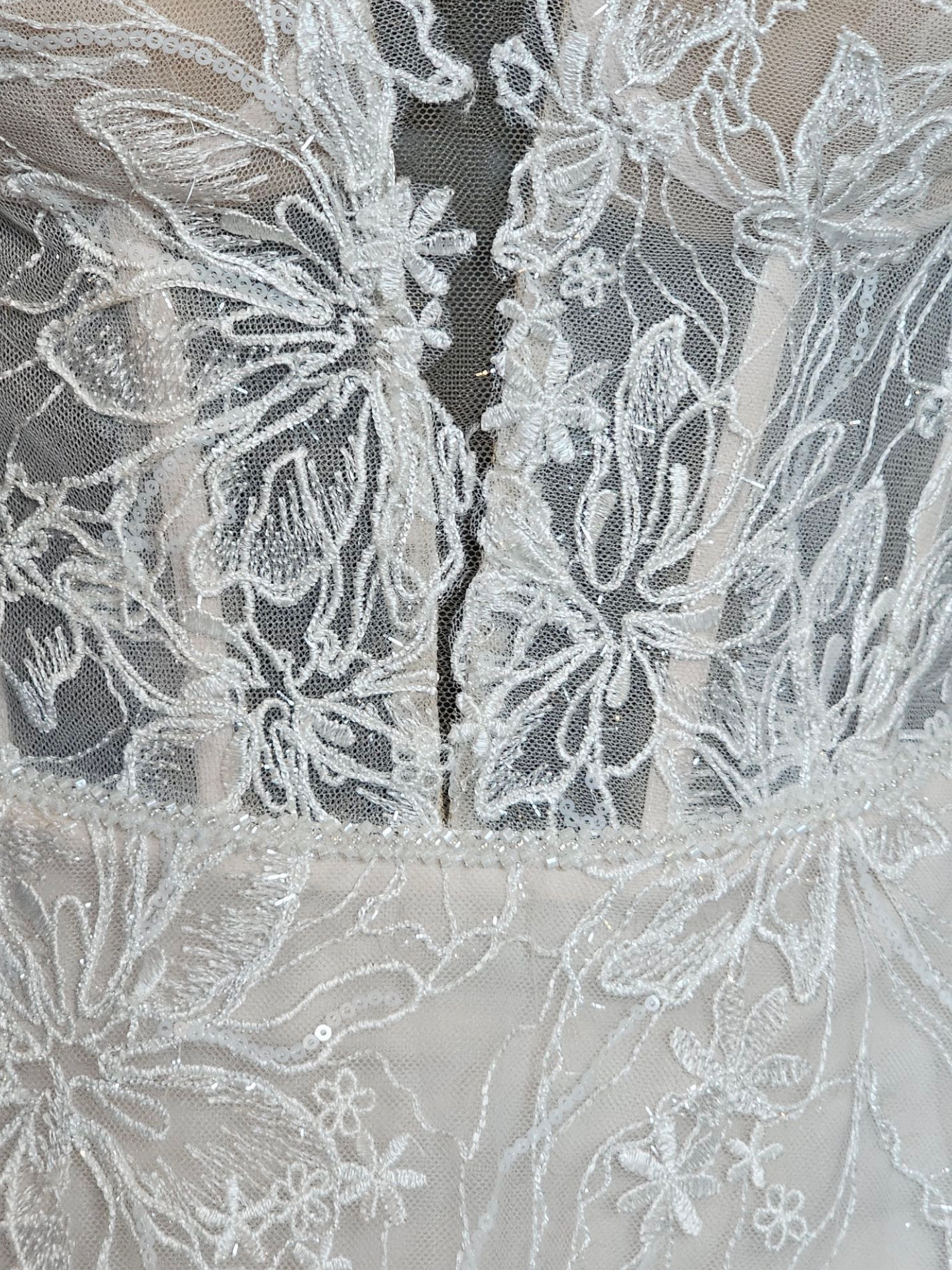 Natural Waist Off Shoulder Vintage Rose Embroidered Wedding Gown