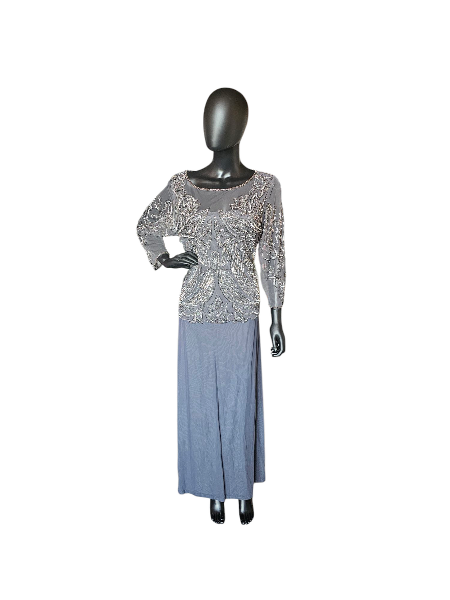 Grey Silver Sequin Illusion Formal - Pisarro Nights