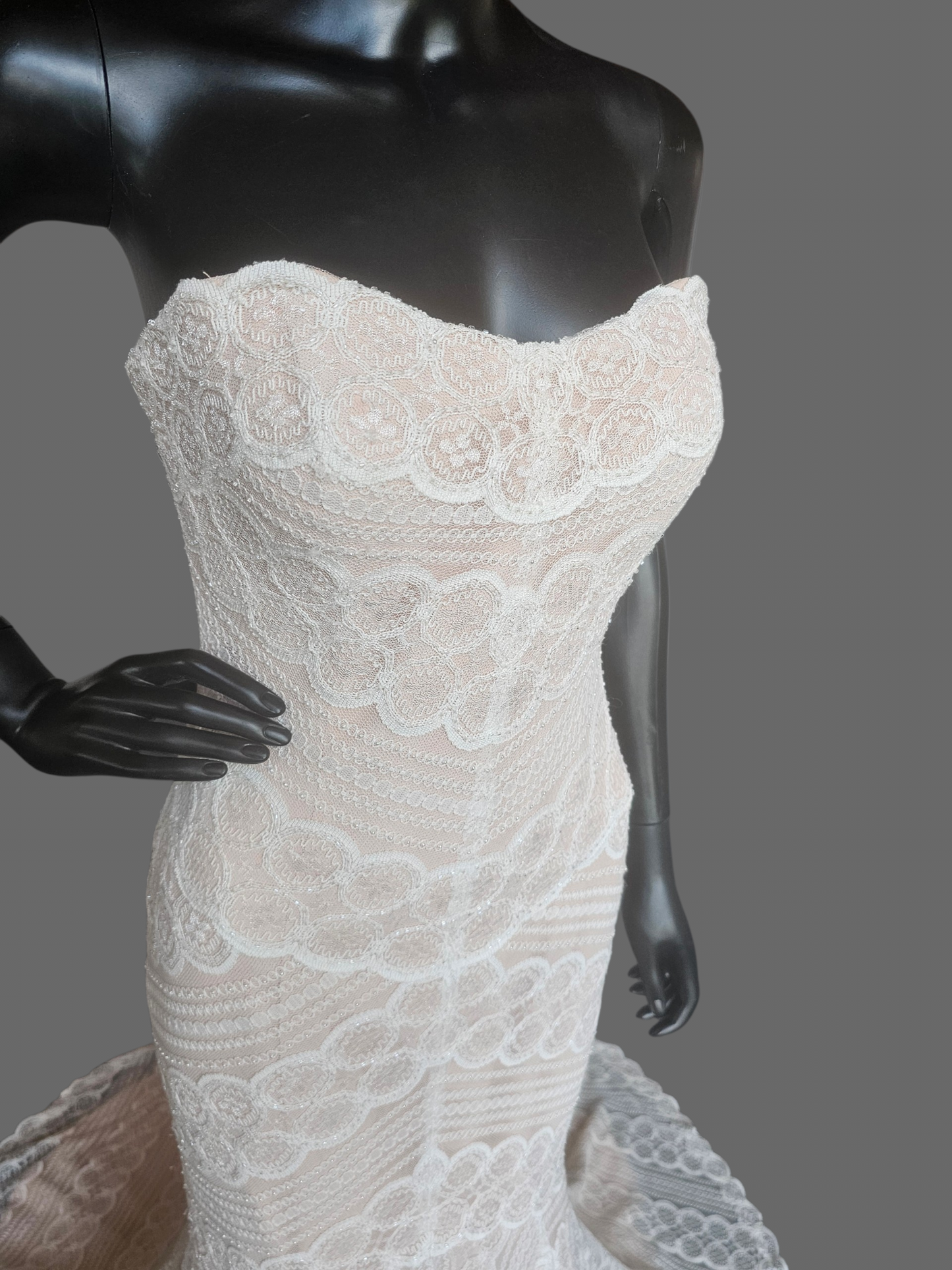 Iv/Rose Soft Lace Fit/Flare Wedding Gown - Davinci