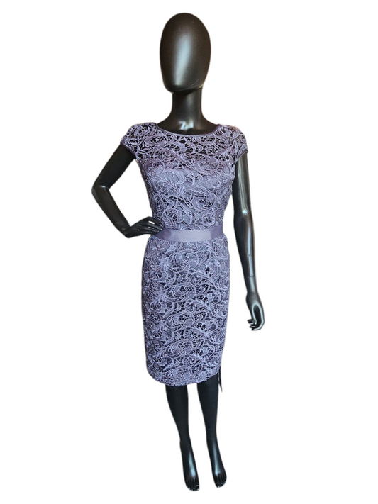 Steel Blue Open Weave Lace - Adrianna Papell