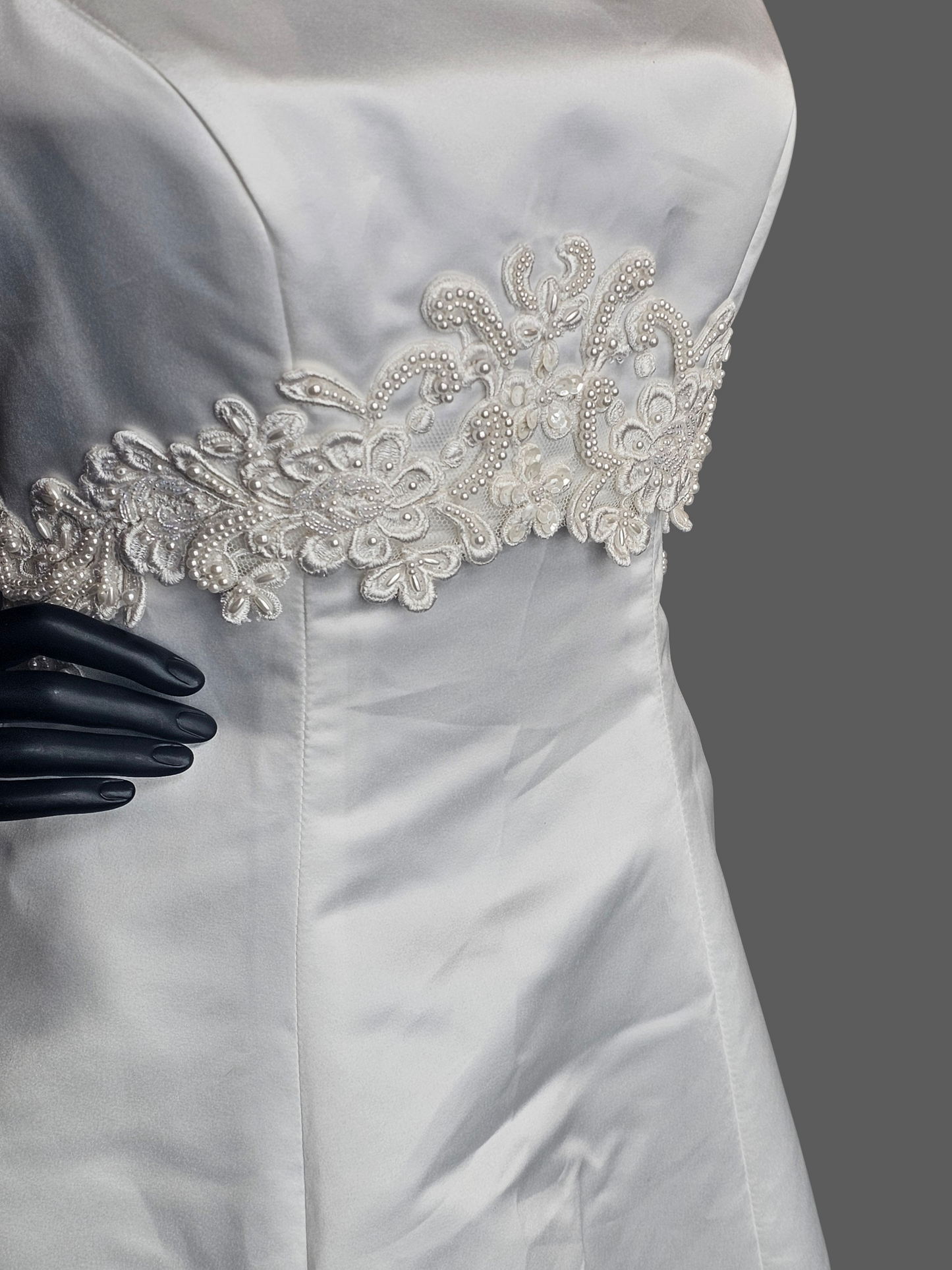 Vintage White Satin Empire Square Neck Wedding Gown - Mori Lee