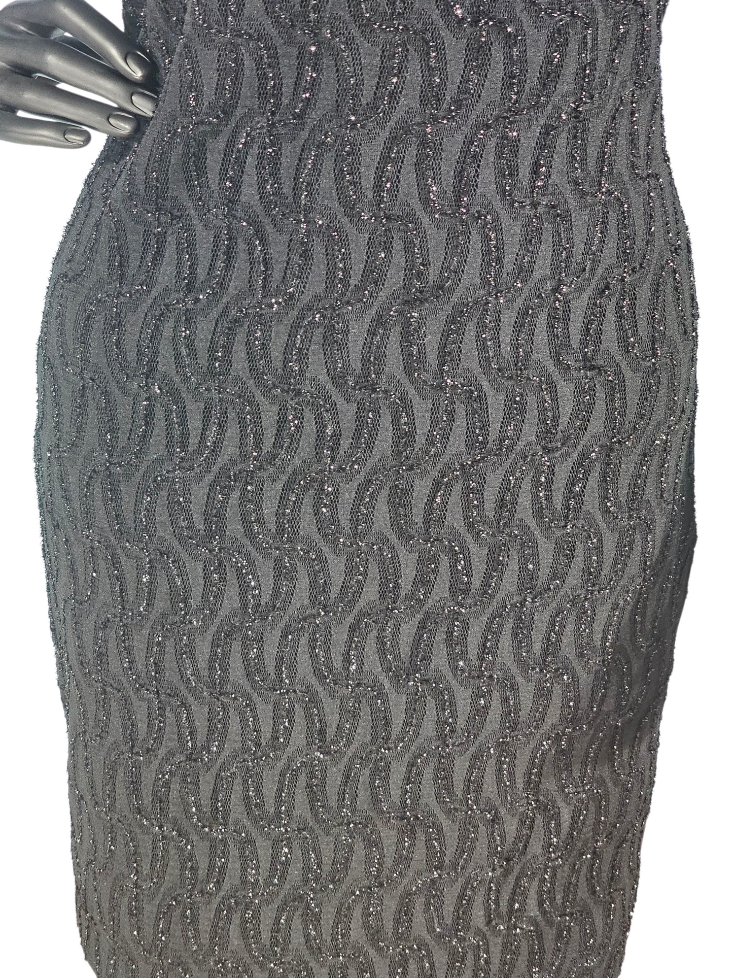 Vintage Black Sparkle Detail Long Sleeve Cocktail Dress